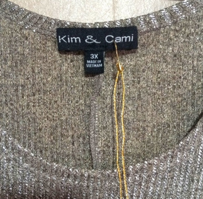 90s Shiny Silver Polyester Butterfly Sleeves Top By Kim & Cami - Image 4