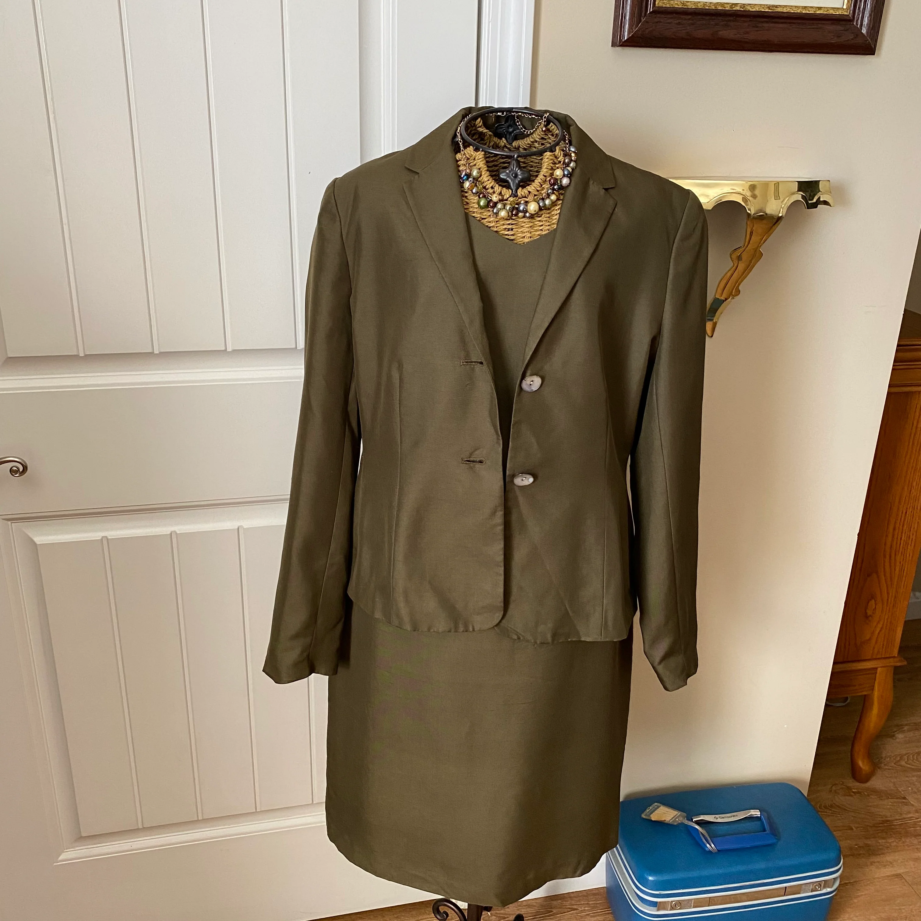 90s Silk Blazer And Sheath Dress By Casual Corner - Image 3