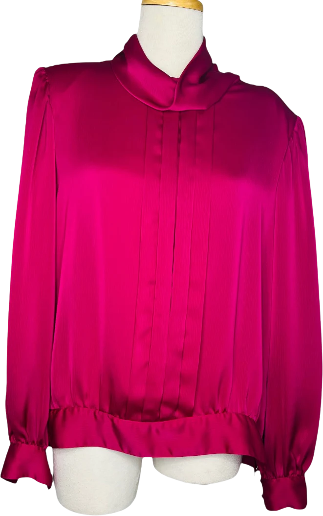 90s Silk Blouse Cowl Neck Dolman Sleeves Hot Pink 14 by Liz Claiborne Collection