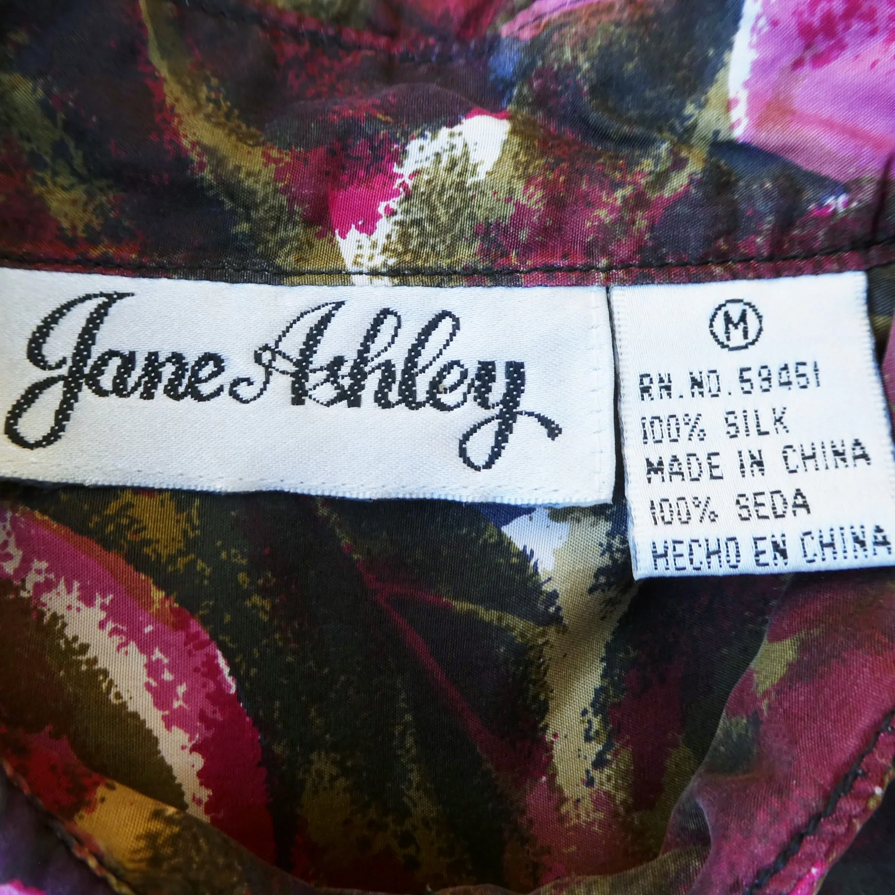 90s Silk Floral Blouse Balloon Sleeves M By Laura Ashley - Image 8