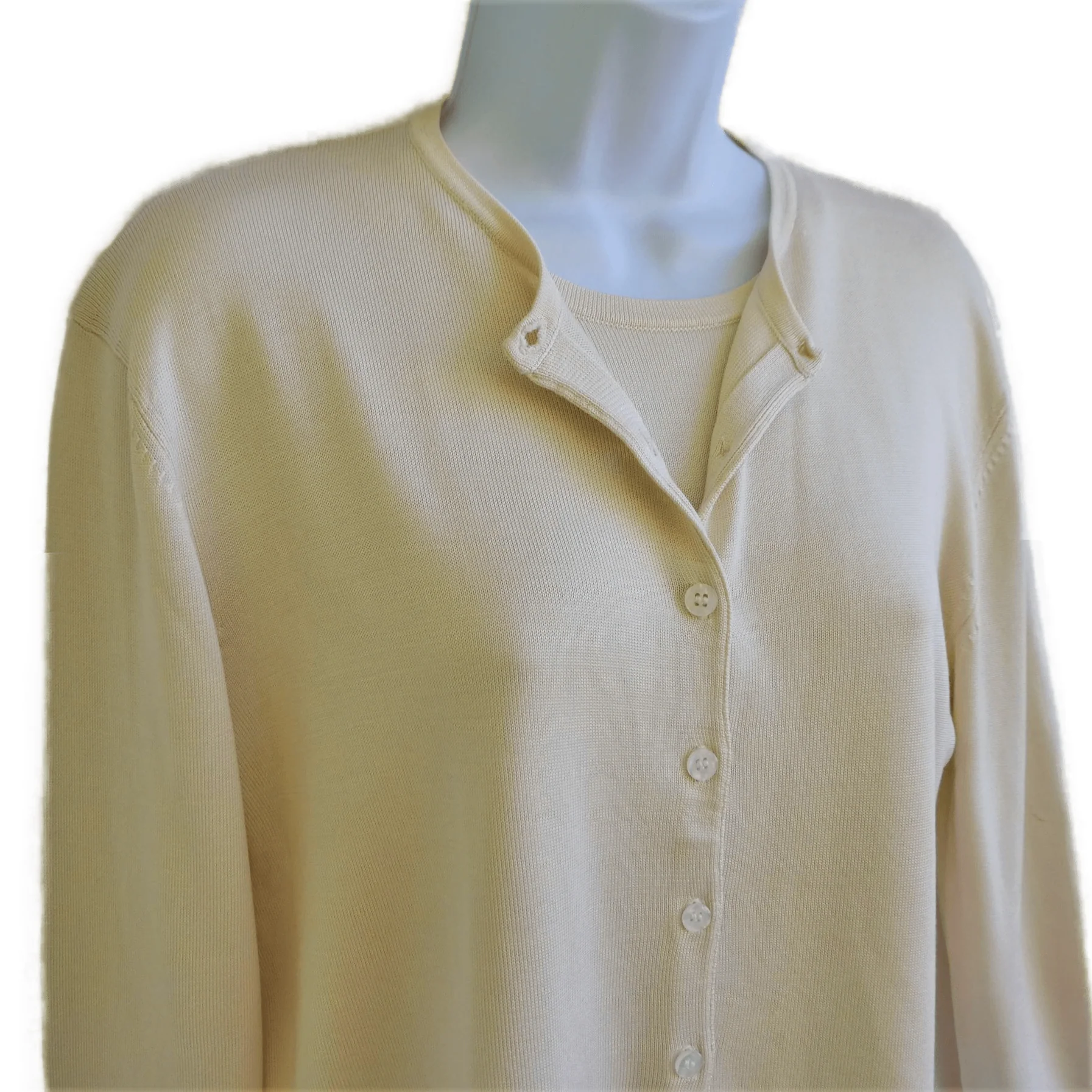 90s Silk Knit Cardigan Blouse Set Large By Jones New York - Image 2