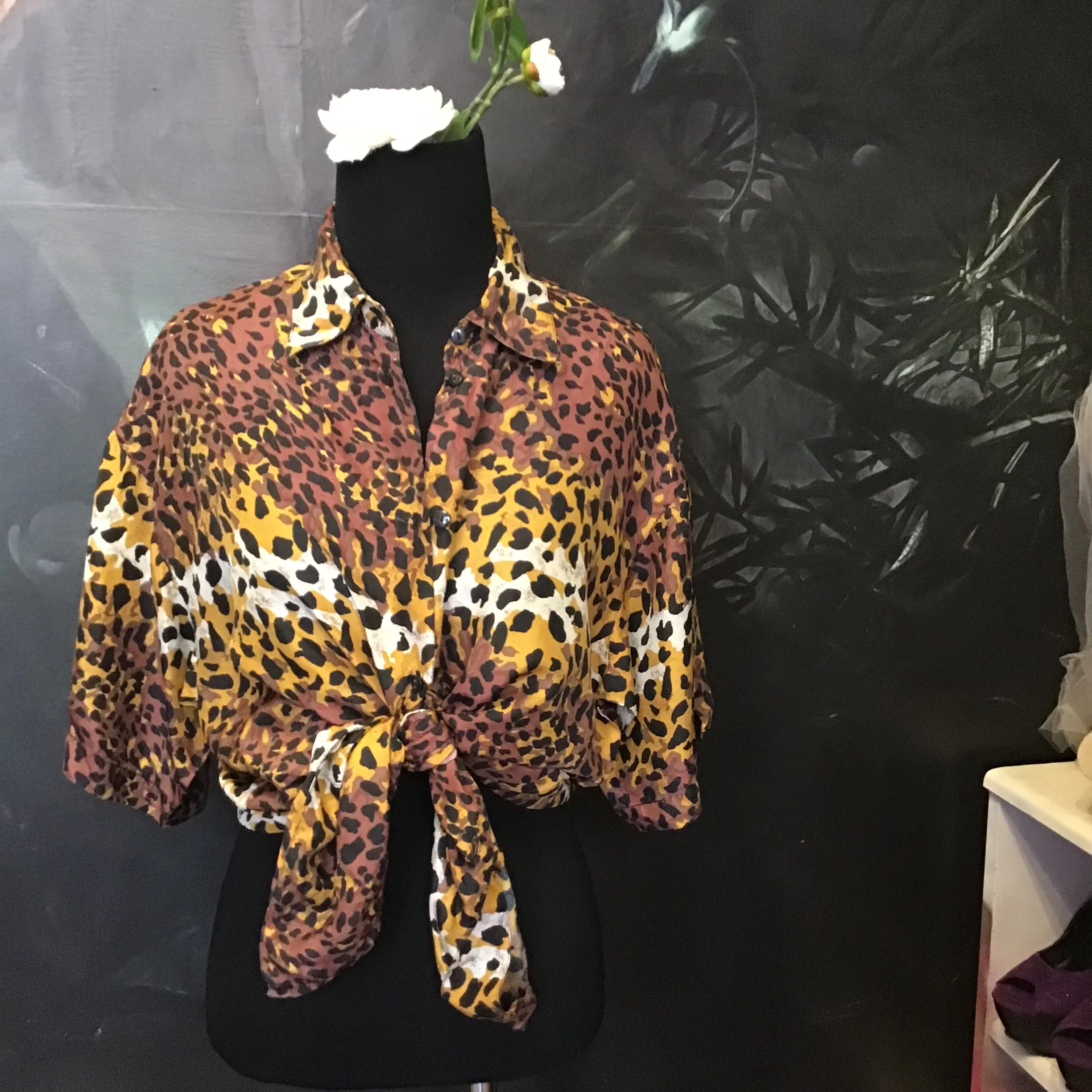 90s Silk Leopard Print Button Down - Image 5