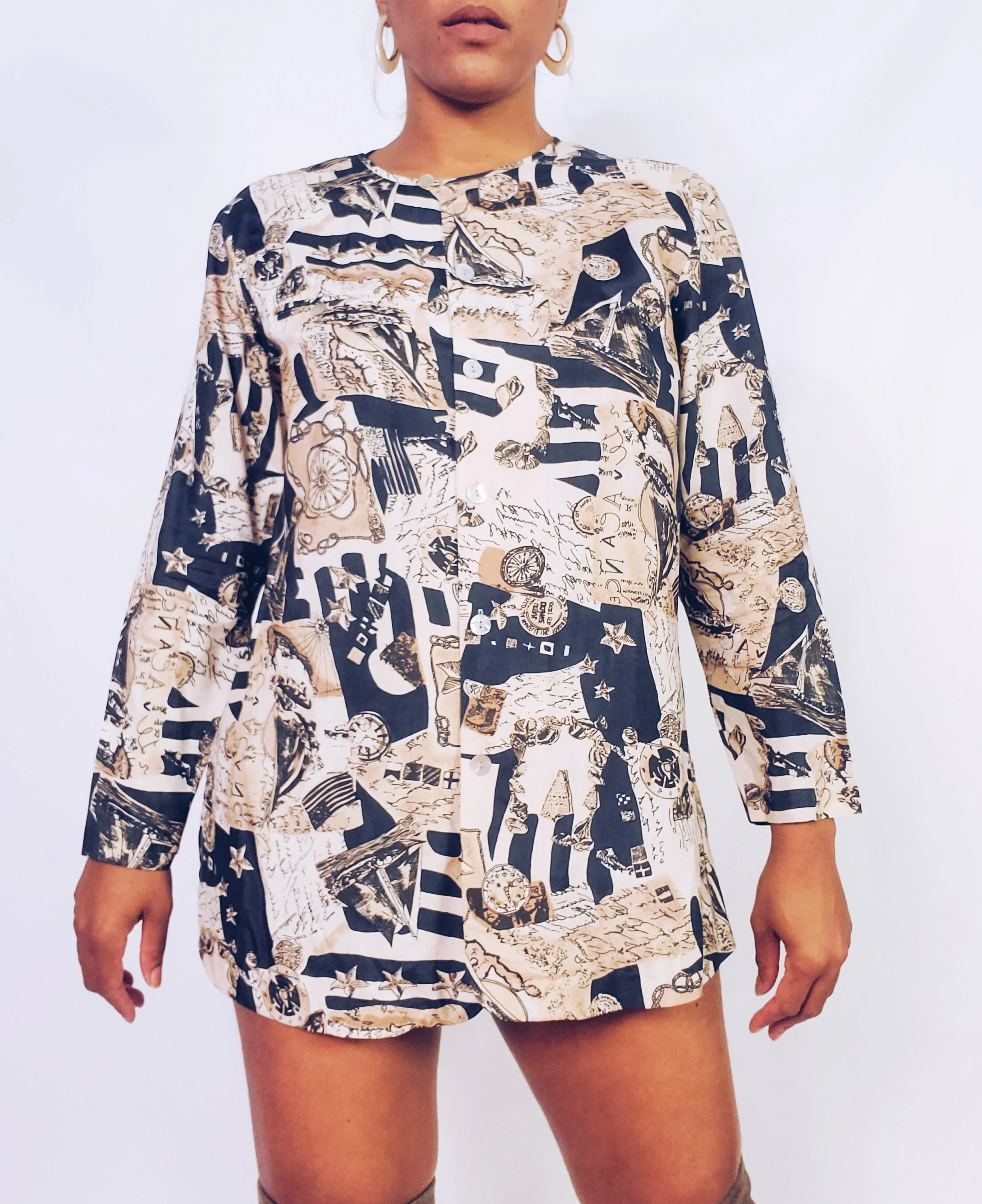 90s Silk Printed Blouse By Anne & Frank - Image 4