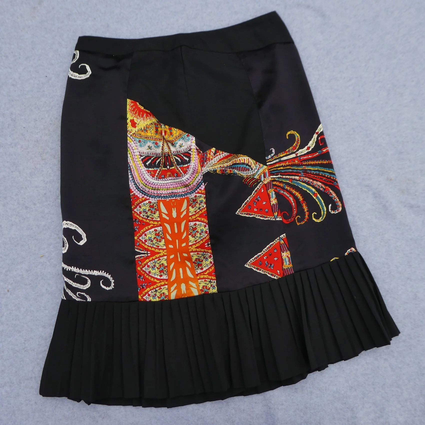 90s Silk Satin Skirt Psychedelic Abstract Pleated Hem By Silk Club - Image 7