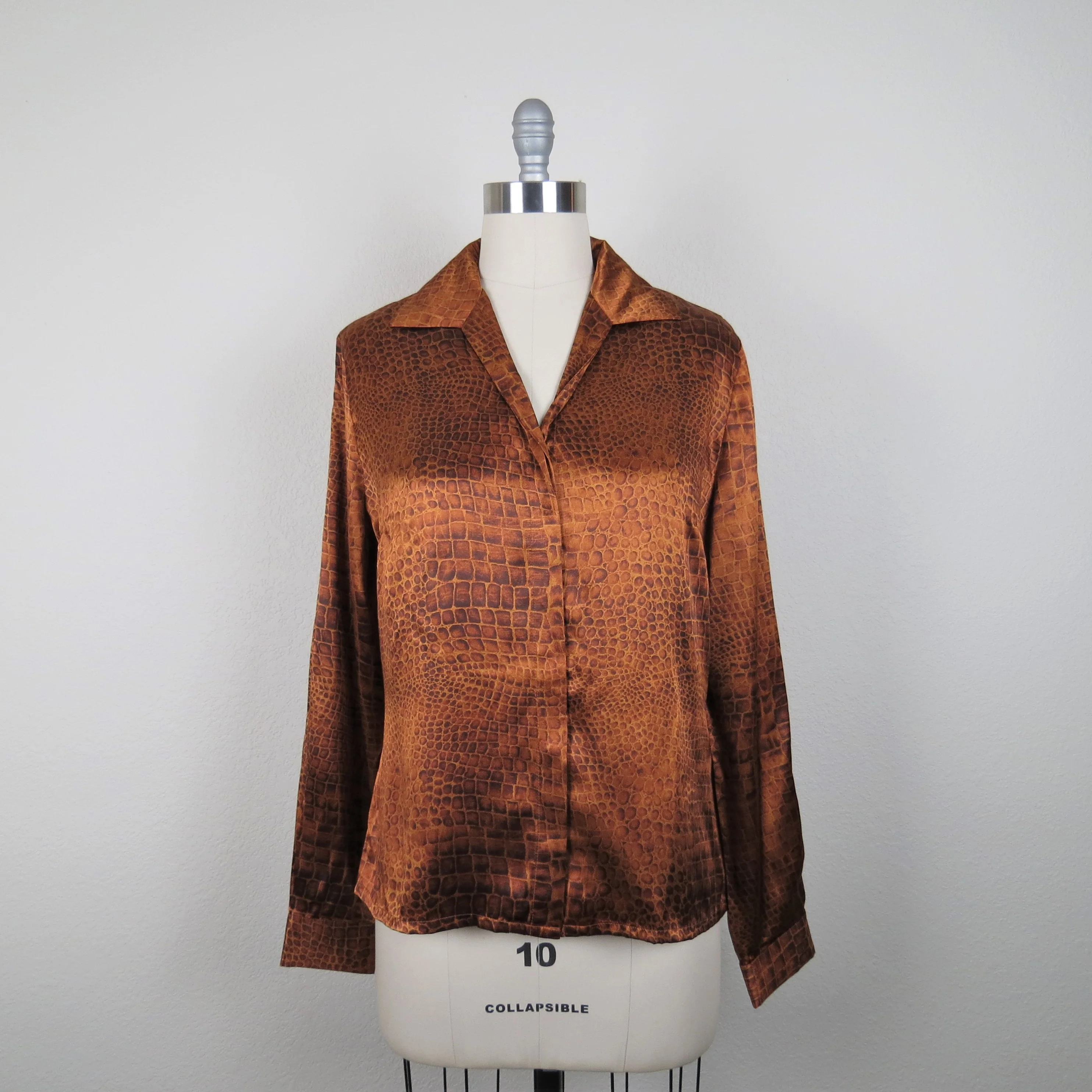 90s Silk Two Piece Set Skirt And Blouse Animal Print By Nygard Collection - Image 5