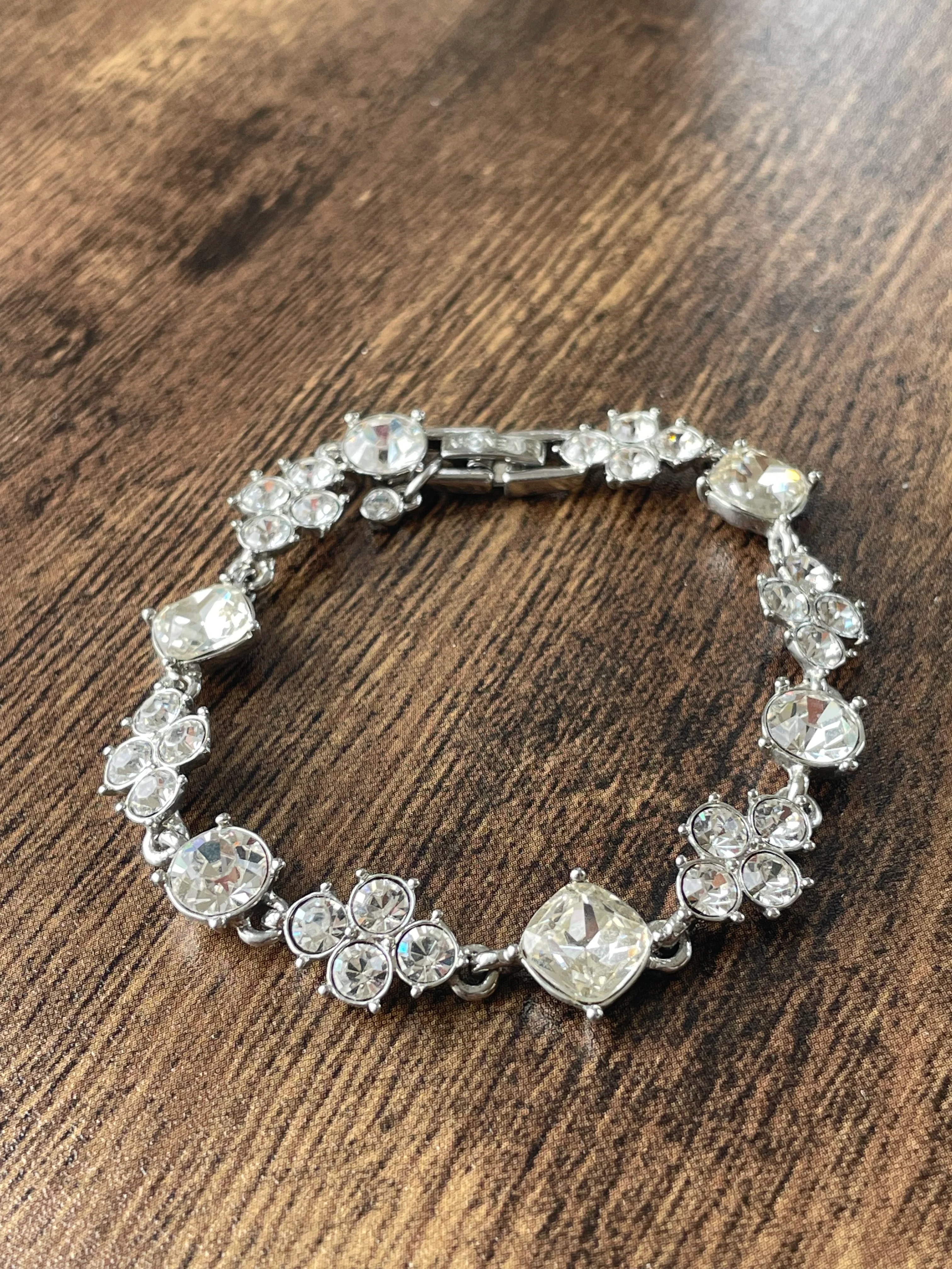 90s Silver And Cz Rhinestone Statement Bracelet By Givenchy - Image 2