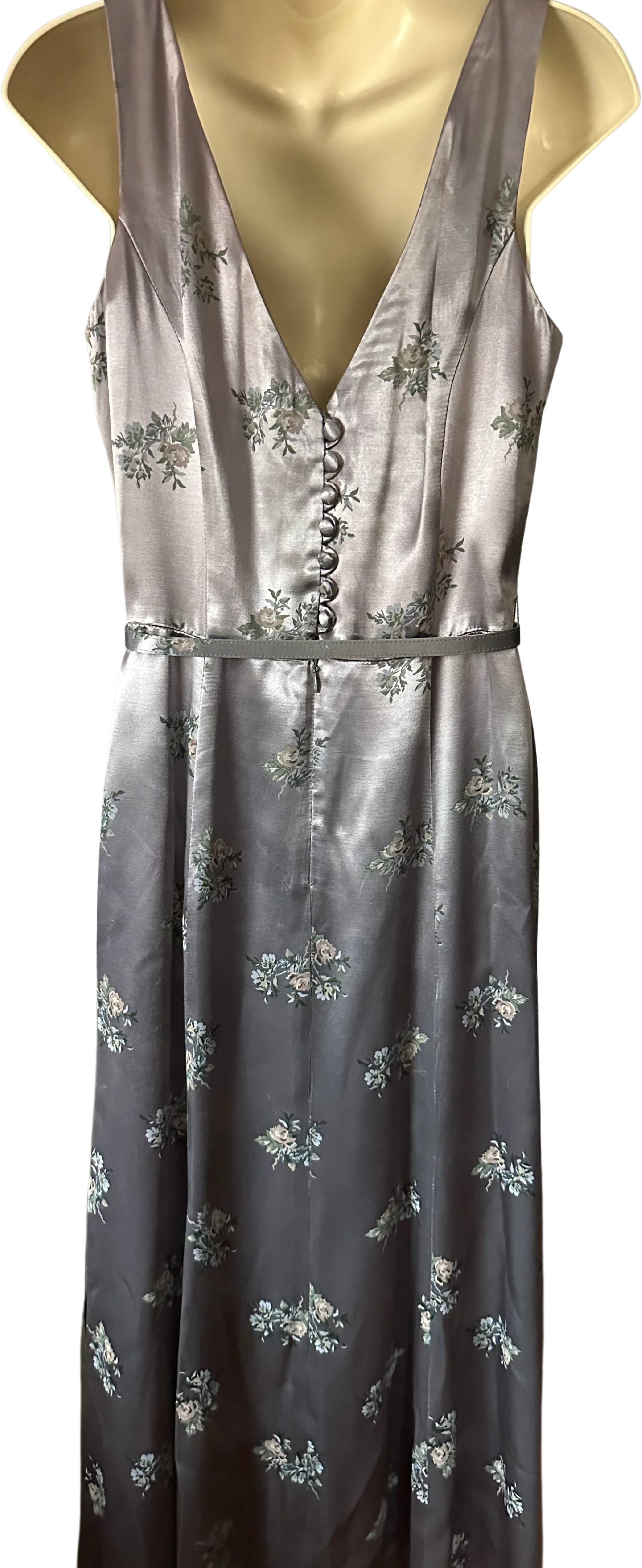 90s Silver Gray Rose Print Maxi By Donna Ricco - Image 2