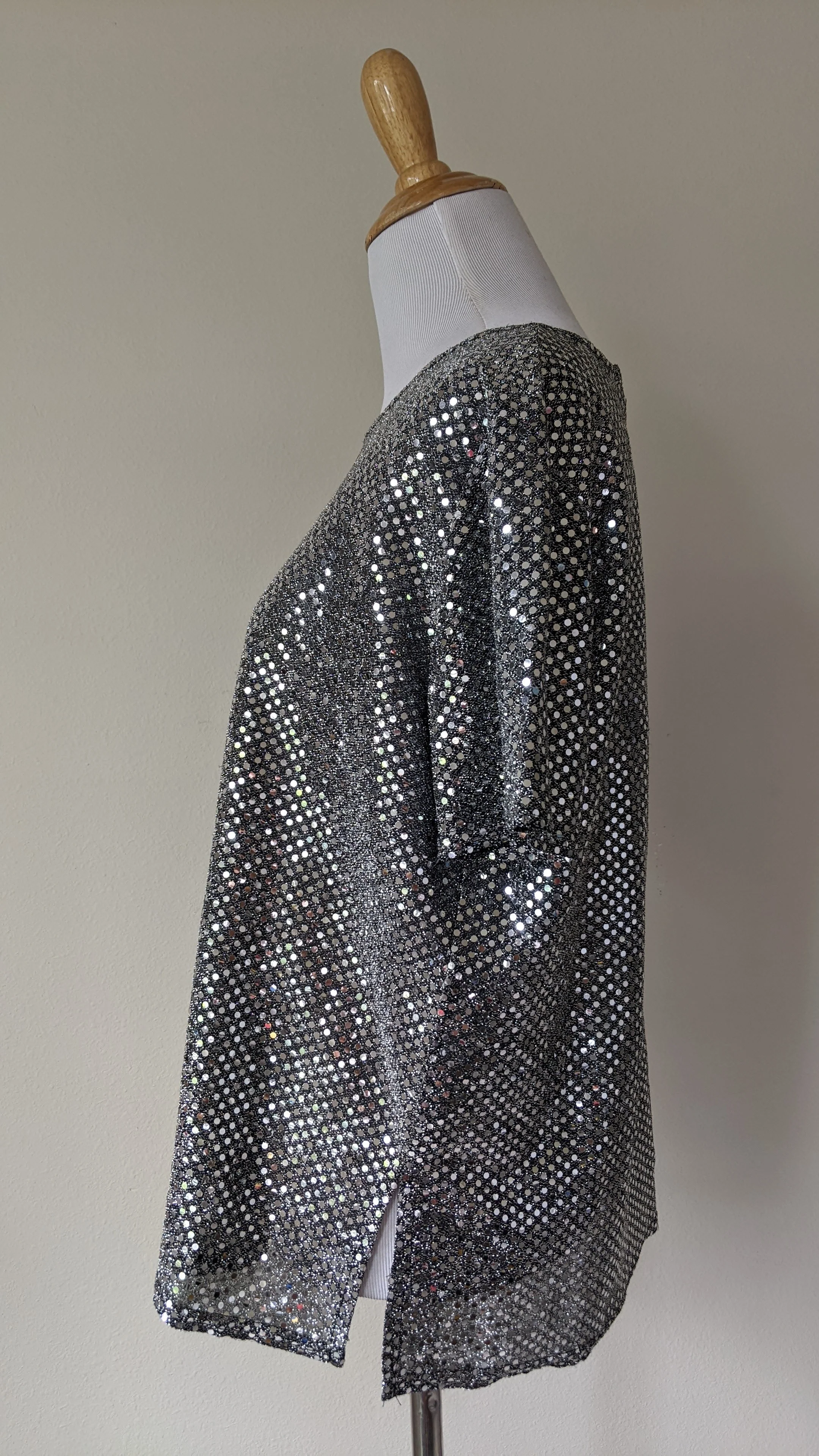 90s Silver Mirror Ball Disco Dot Lurex Blouse Top By Erena - Image 3