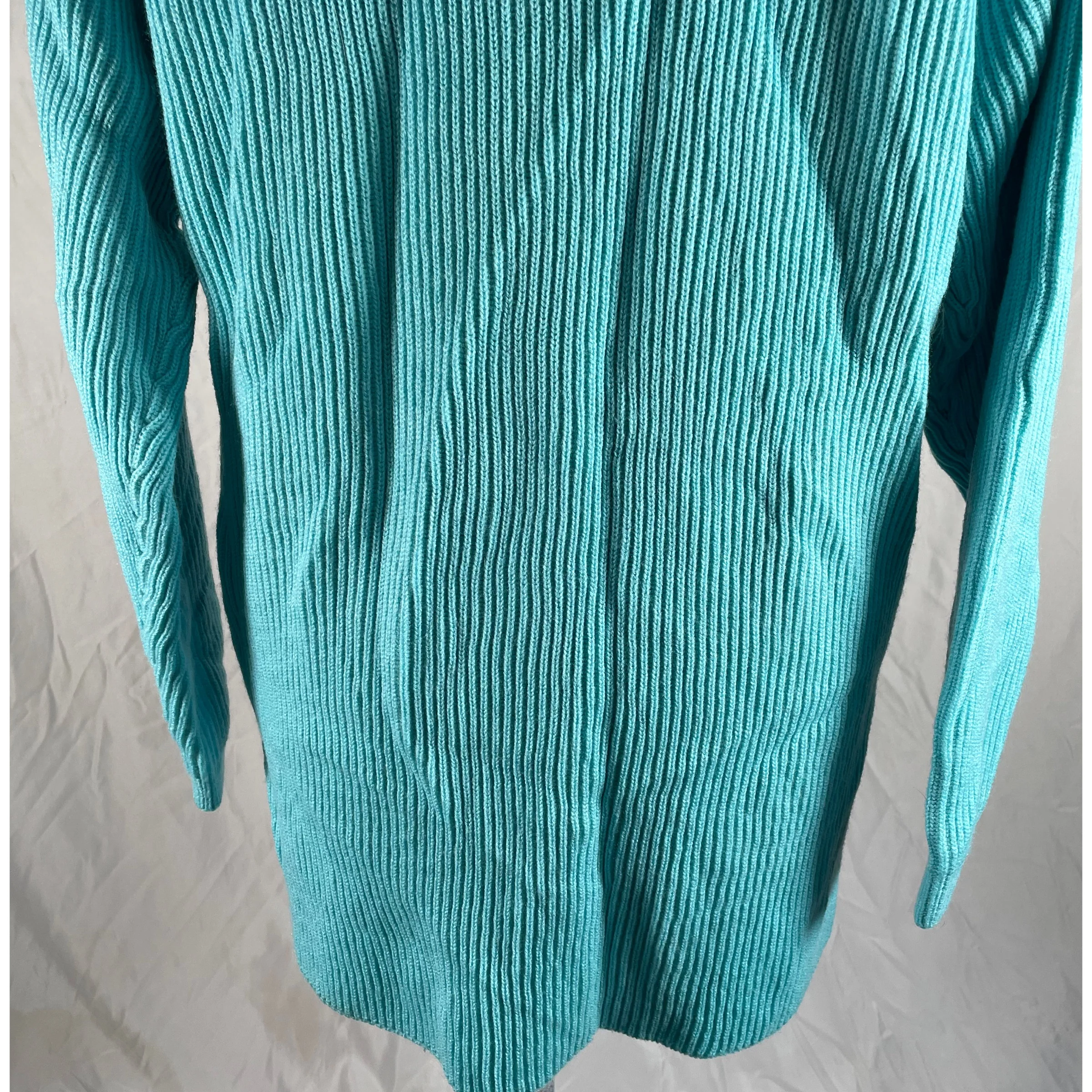 90s Sky Blue Ribbed Oversize Knit Cardigan By Yarnworks - Image 7