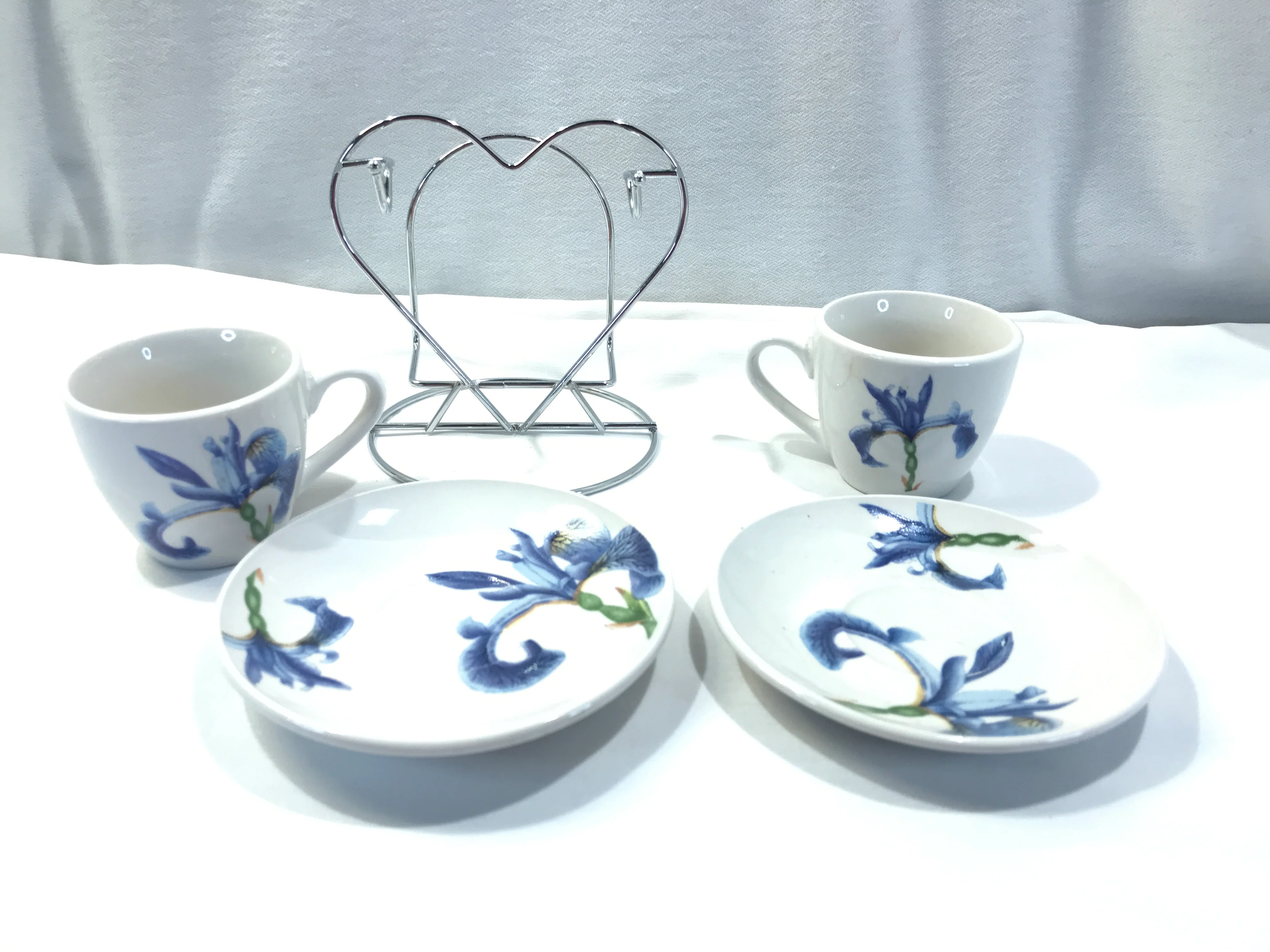 90s Small Teacups Saucers, And Rack Set - Image 2