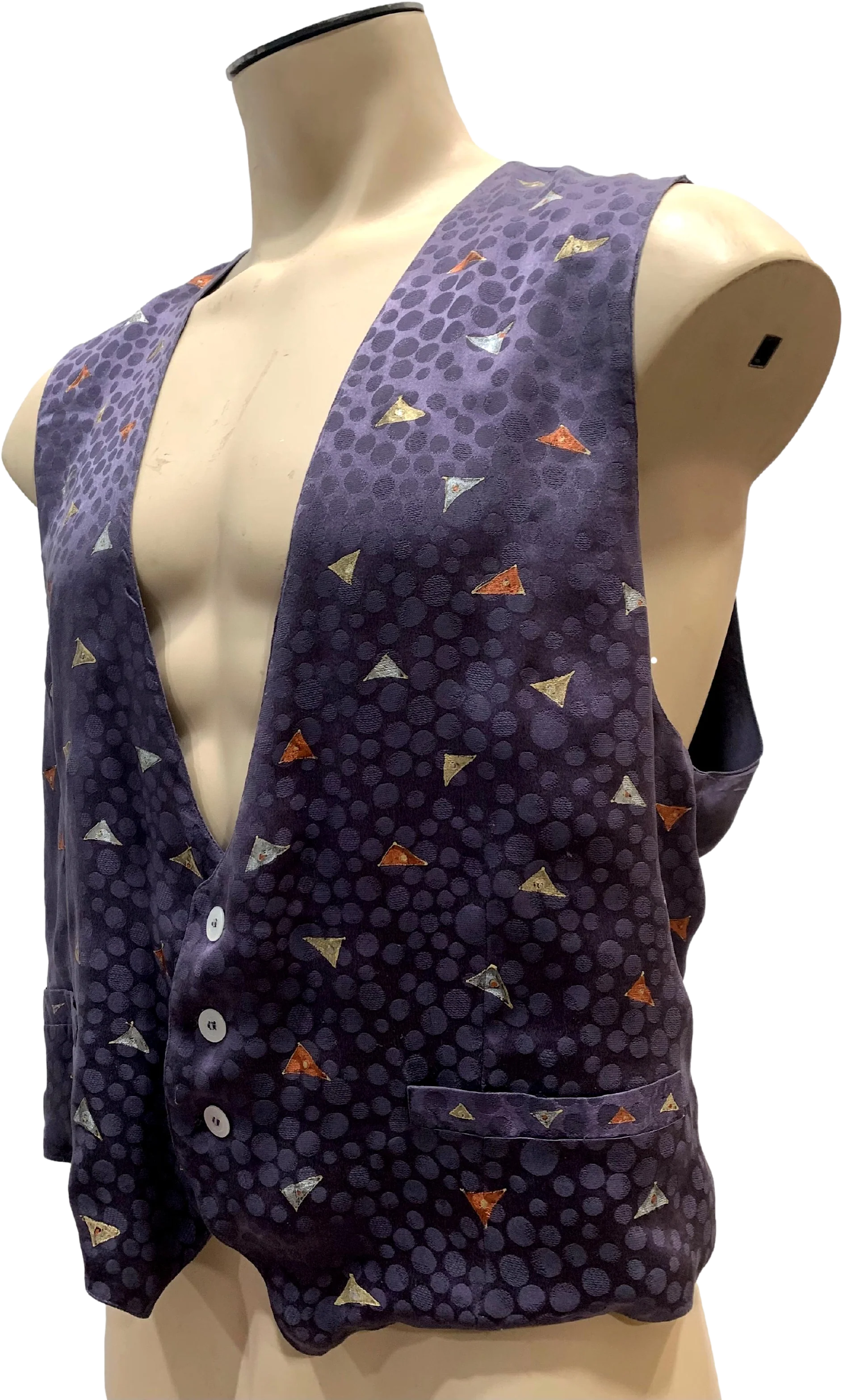 90s Smoky Purple Hand Painted Mens Womens Silk Vest By Erin Brayton
