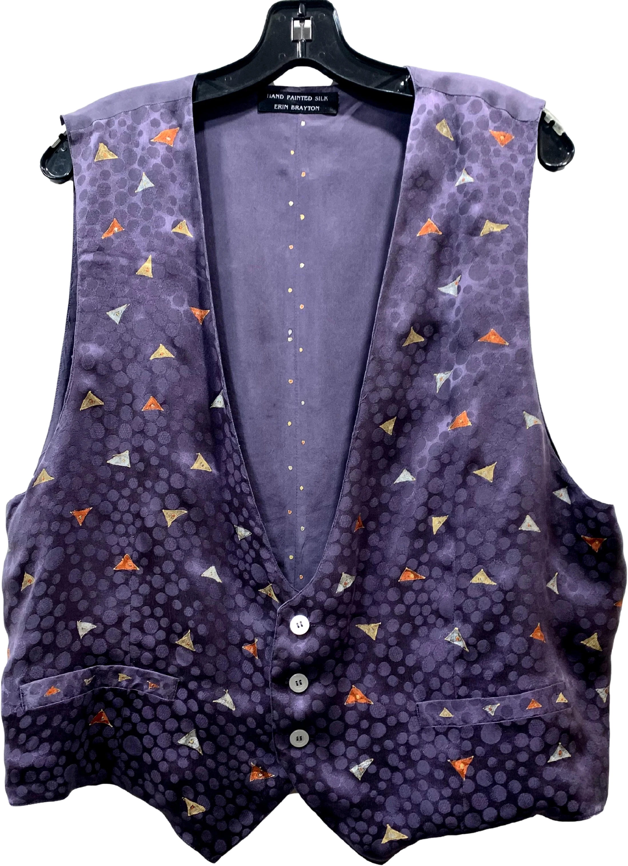 90s Smoky Purple Hand Painted Mens Womens Silk Vest By Erin Brayton - Image 2