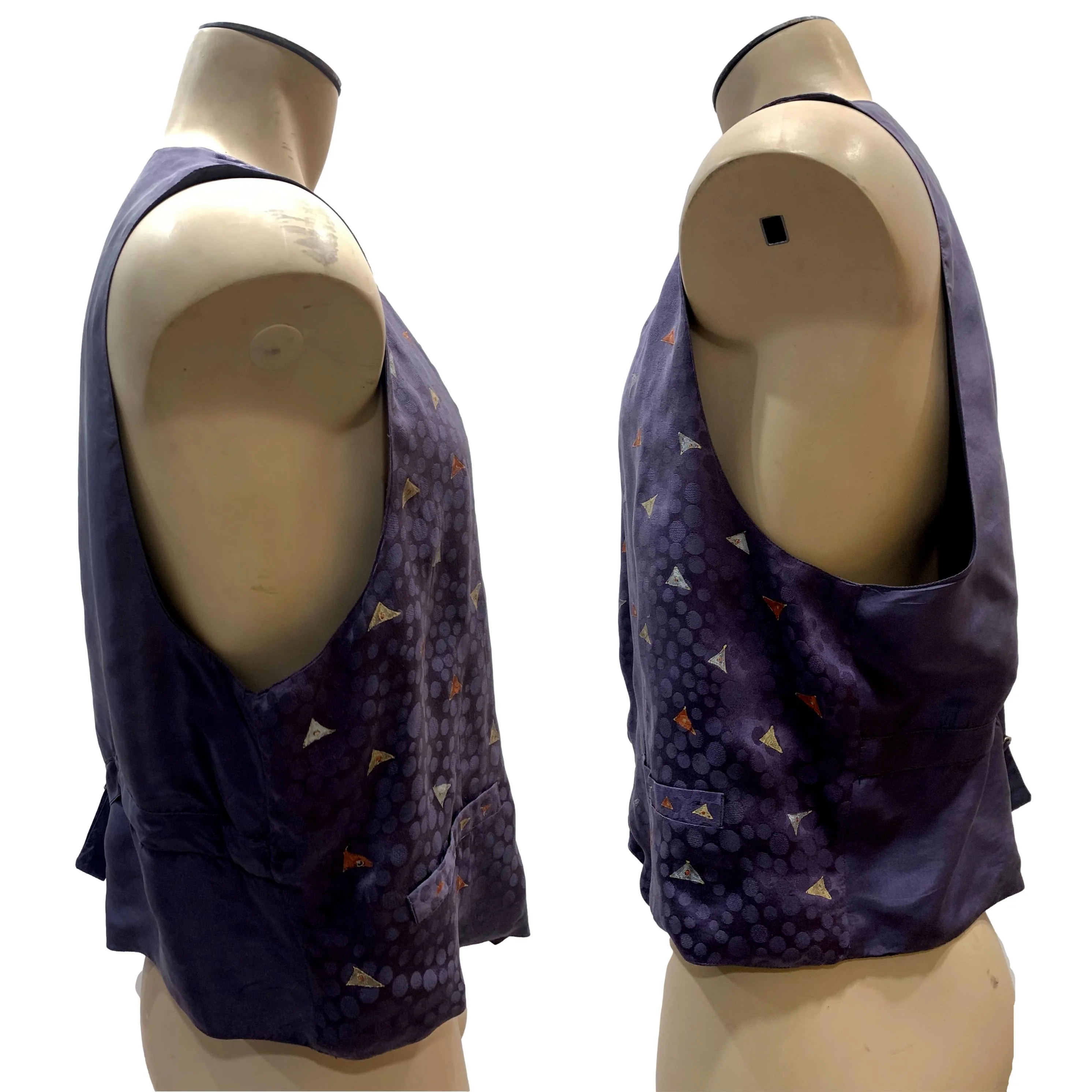 90s Smoky Purple Hand Painted Mens Womens Silk Vest By Erin Brayton - Image 4