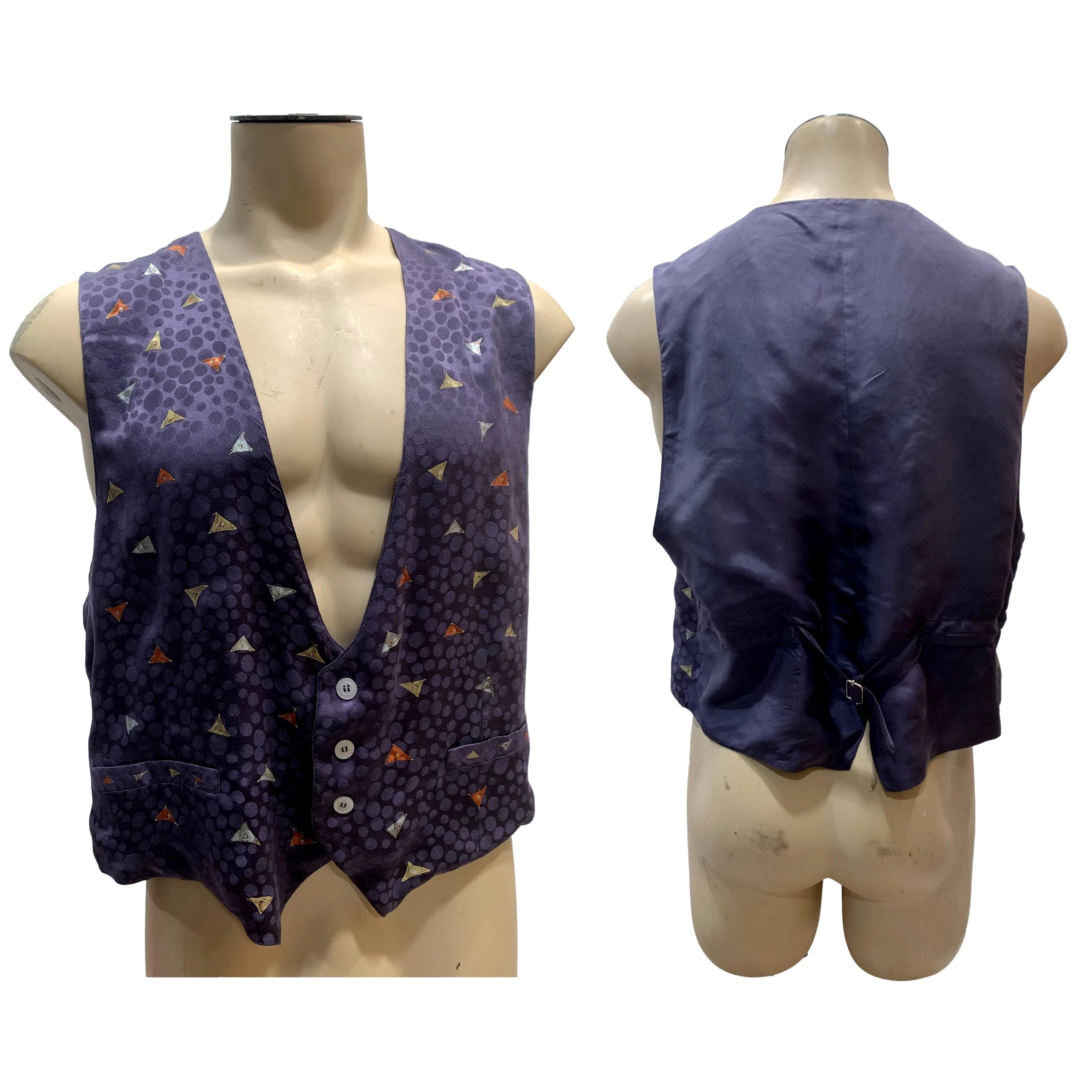 90s Smoky Purple Hand Painted Mens Womens Silk Vest By Erin Brayton - Image 5