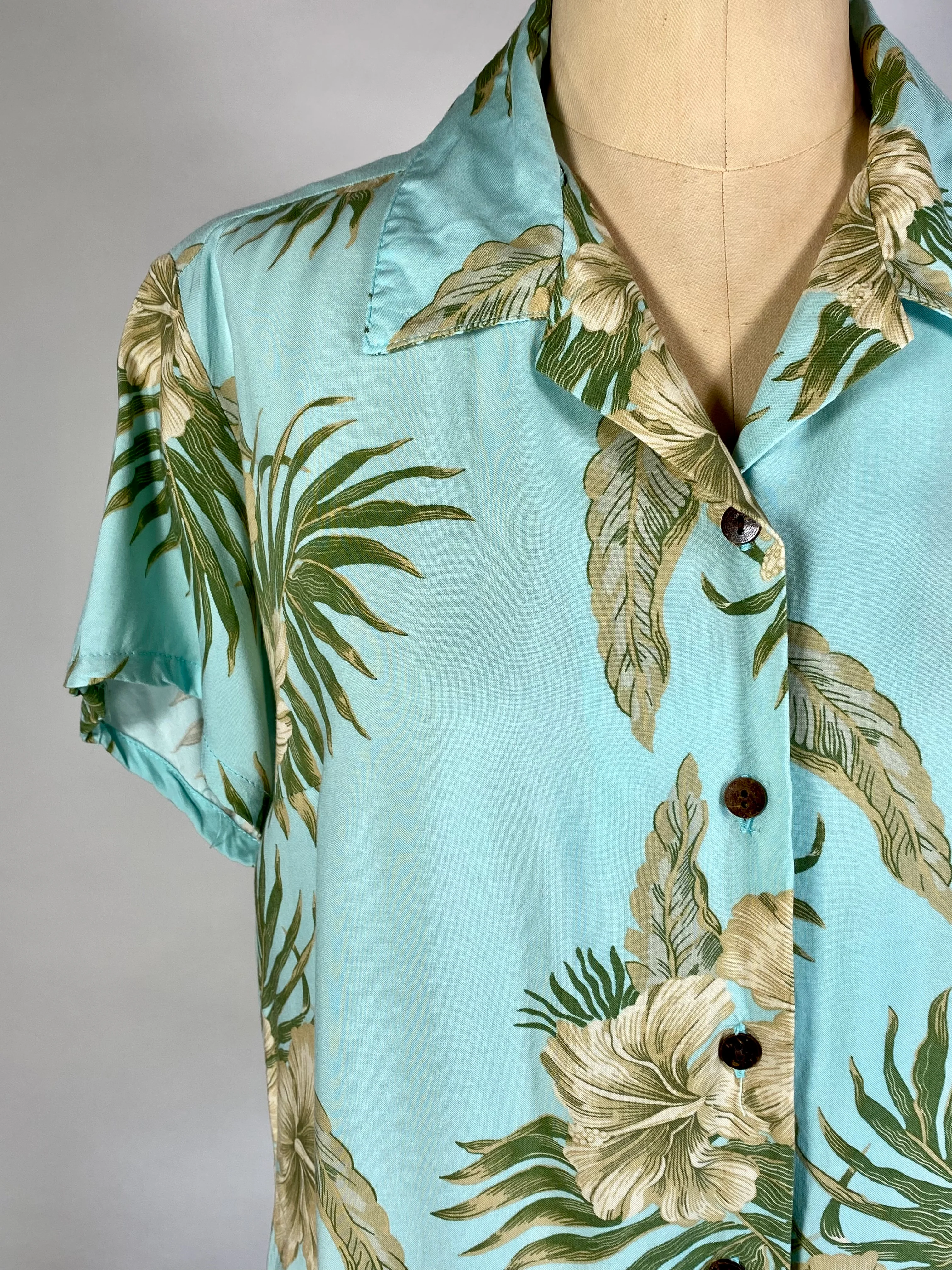 90s Soft Rayon Aloha Tropical Print Short Sleeve Shirt by Hibiscus Collection Hawaii - Image 9