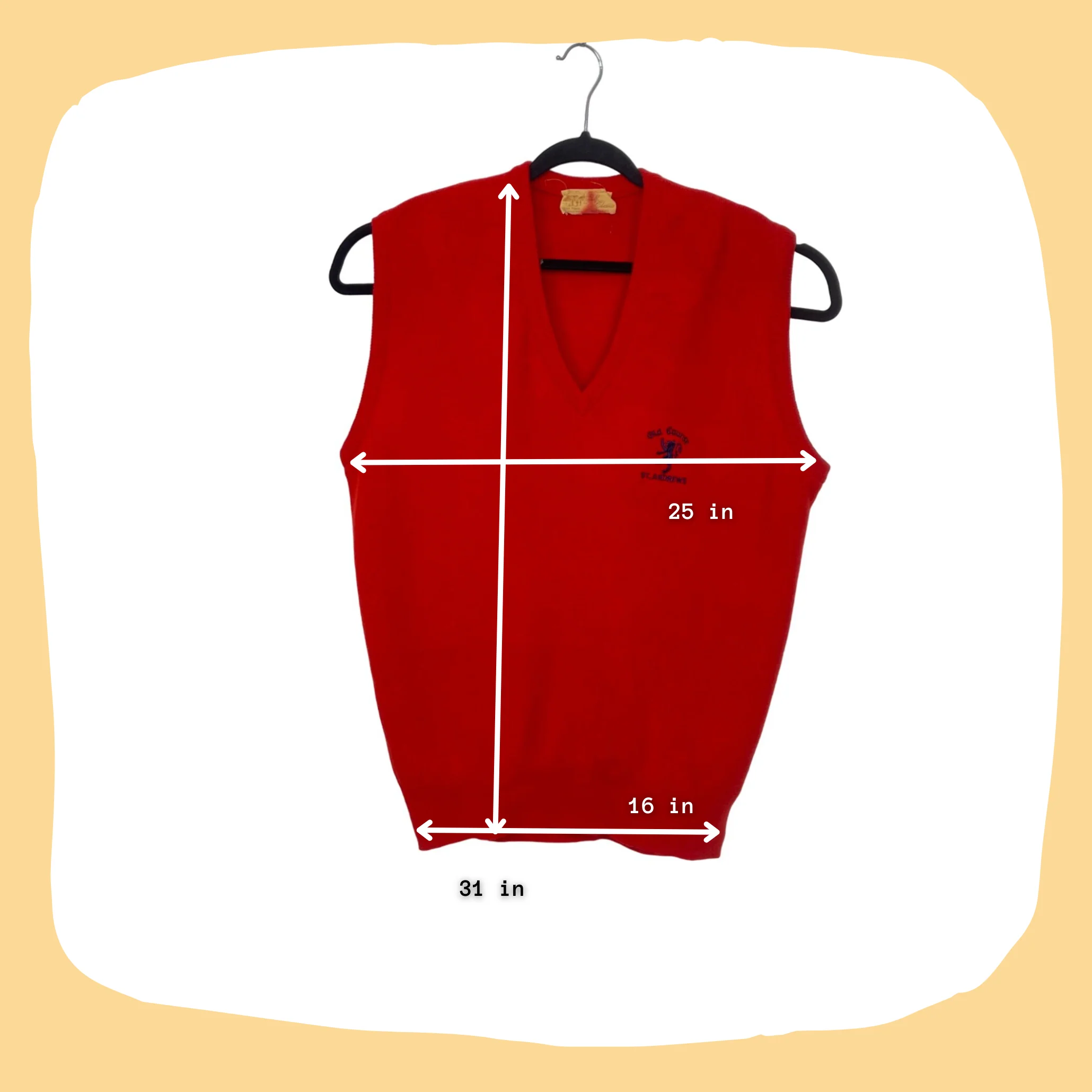 90s St Andrew's Colorful Red Wool V-neck Sweater Vest By Golf Classics - Image 3