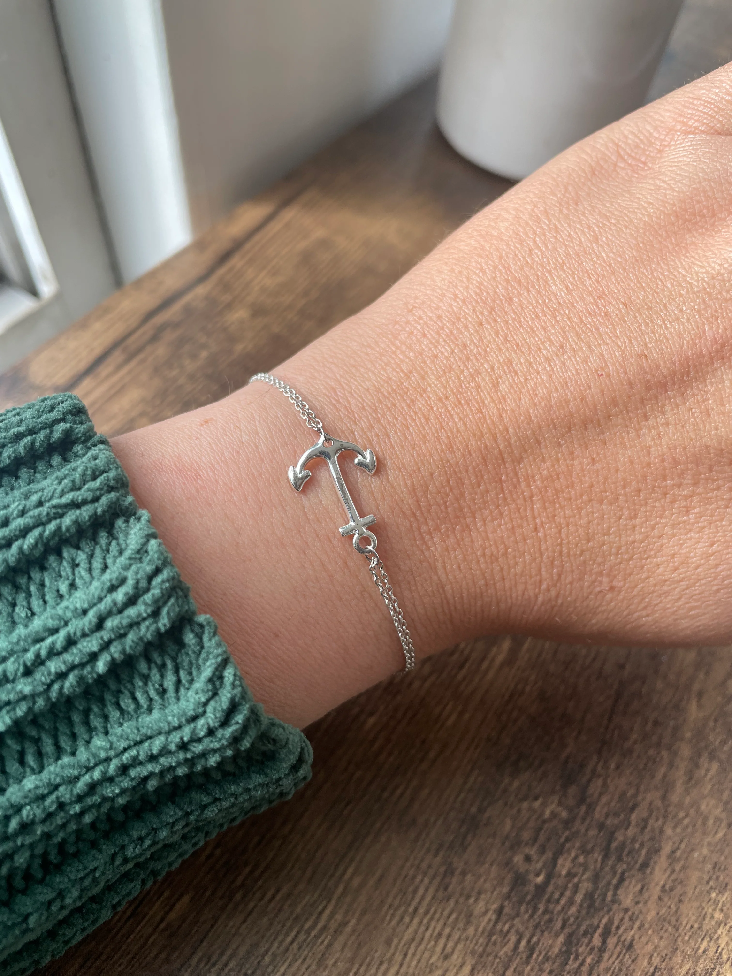 90s Sterling Silver Anchor Bracelet - Image 3
