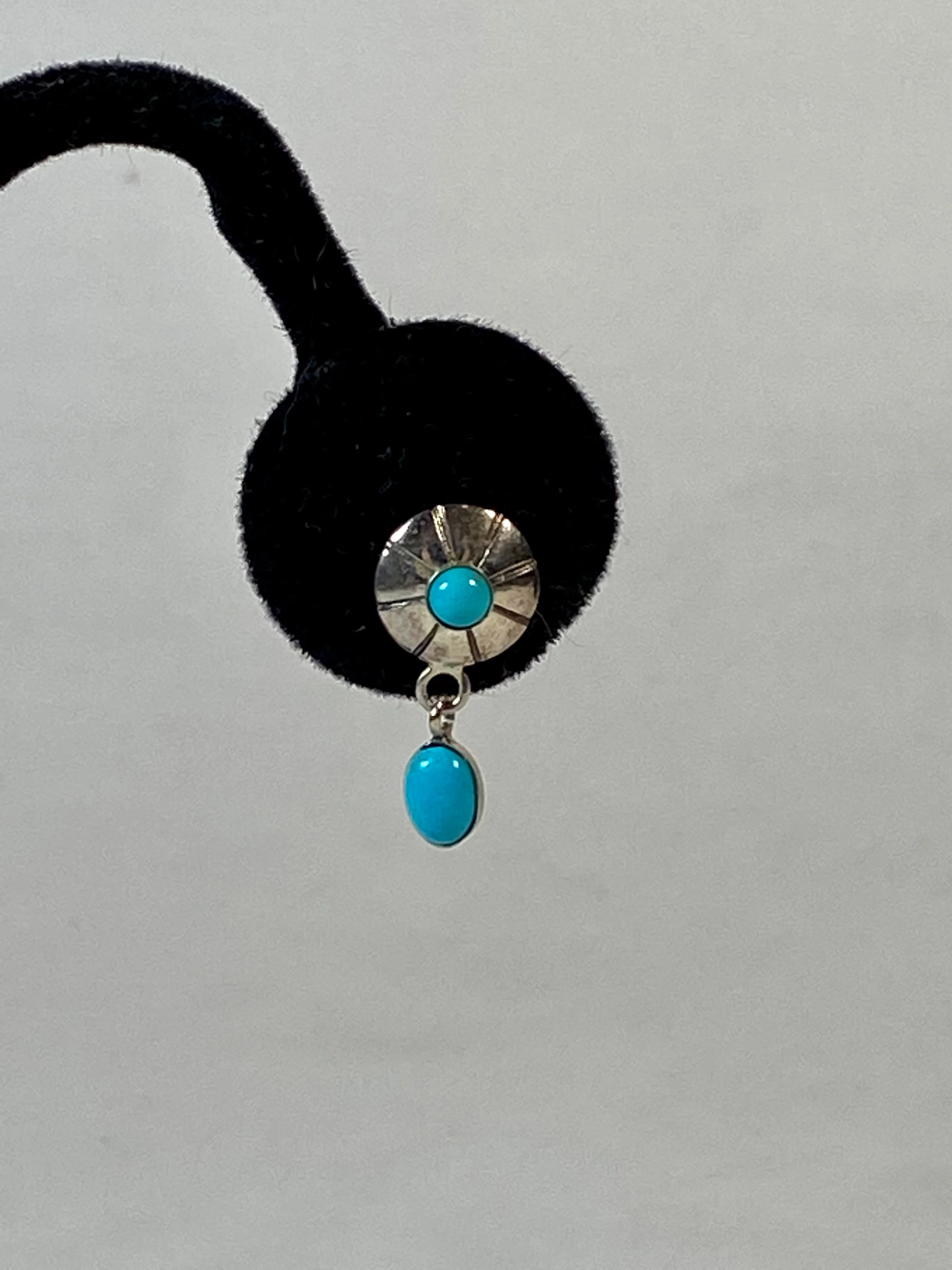 90s Sterling Silver Turquoise Simple Dangle Earrings By Di - Image 3