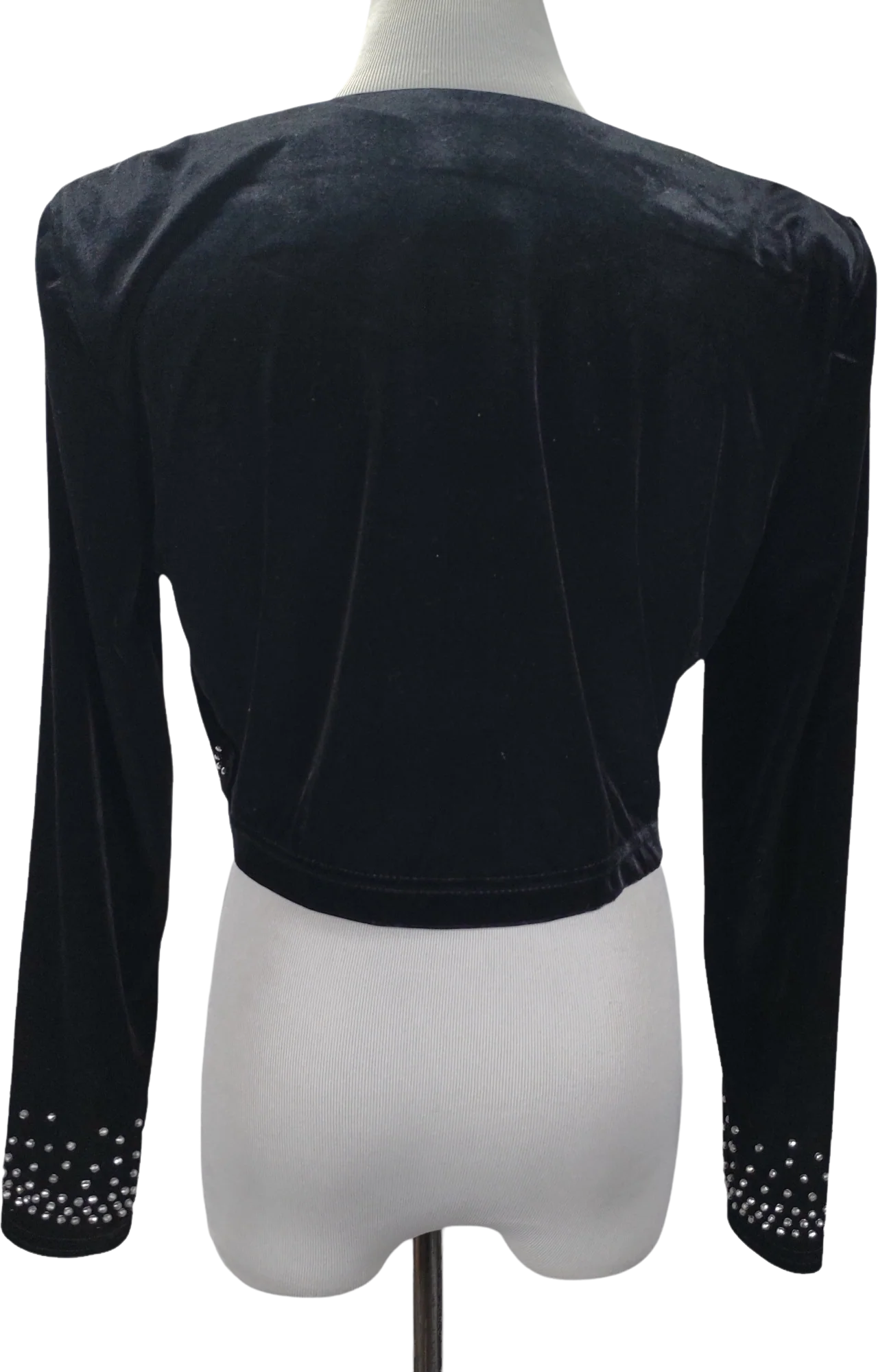 90s Stretch Velvet Crop Shrug Bolero Shrug Jacket By R&M Richards Petite - Image 2