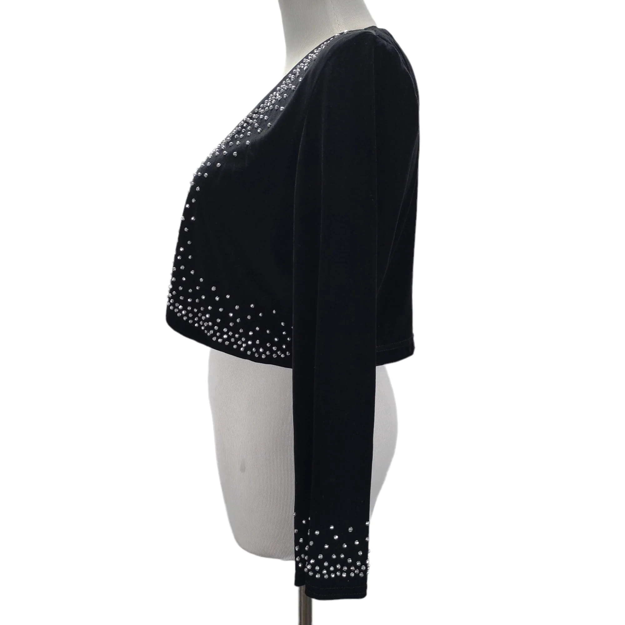 90s Stretch Velvet Crop Shrug Bolero Shrug Jacket By R&M Richards Petite - Image 7