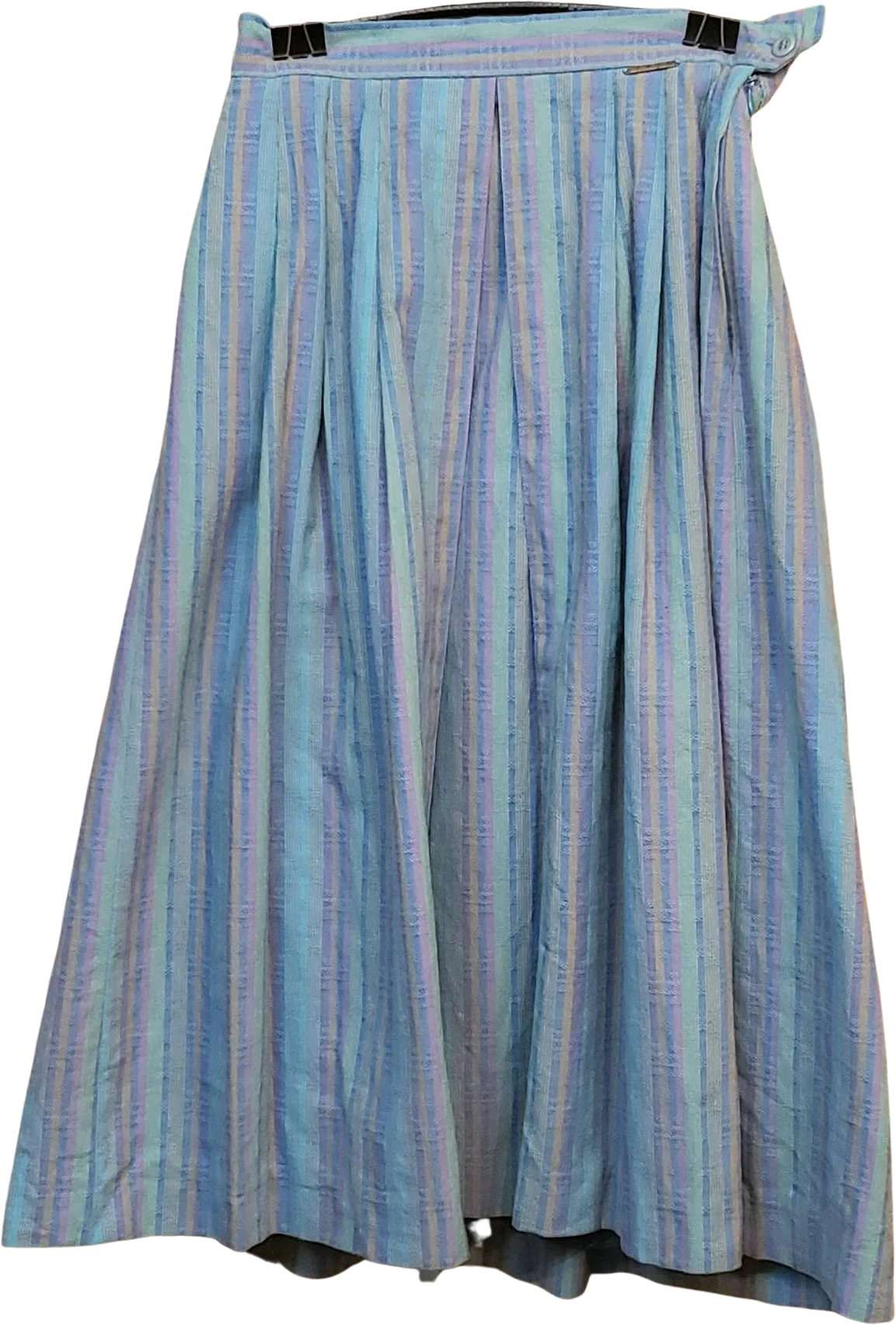 90s Striped Blue Skirt with Pockets Made In Austria 38 by Geiger