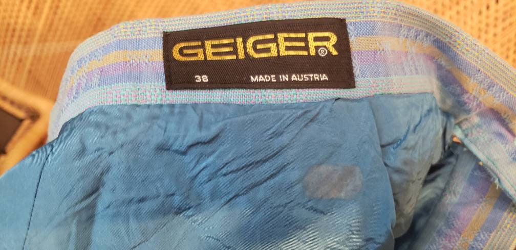 90s Striped Blue Skirt with Pockets Made In Austria 38 by Geiger - Image 10
