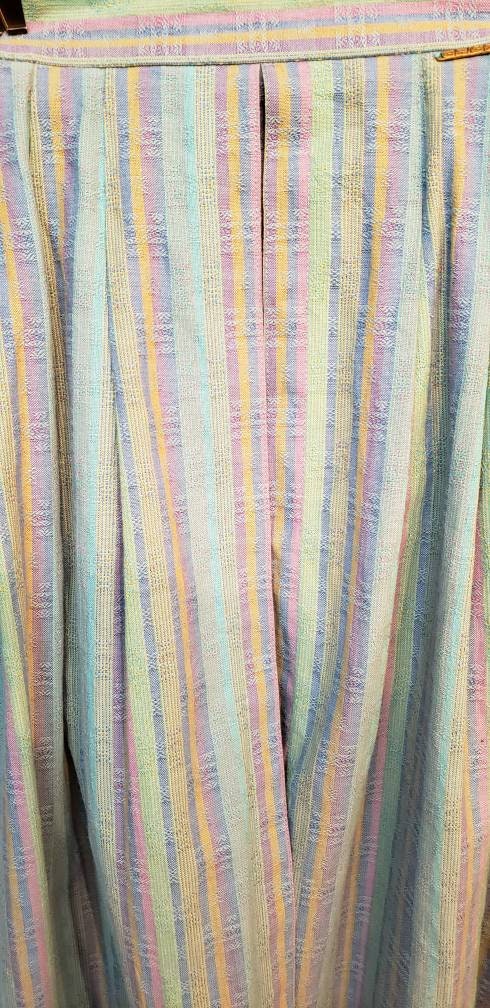 90s Striped Blue Skirt with Pockets Made In Austria 38 by Geiger - Image 4