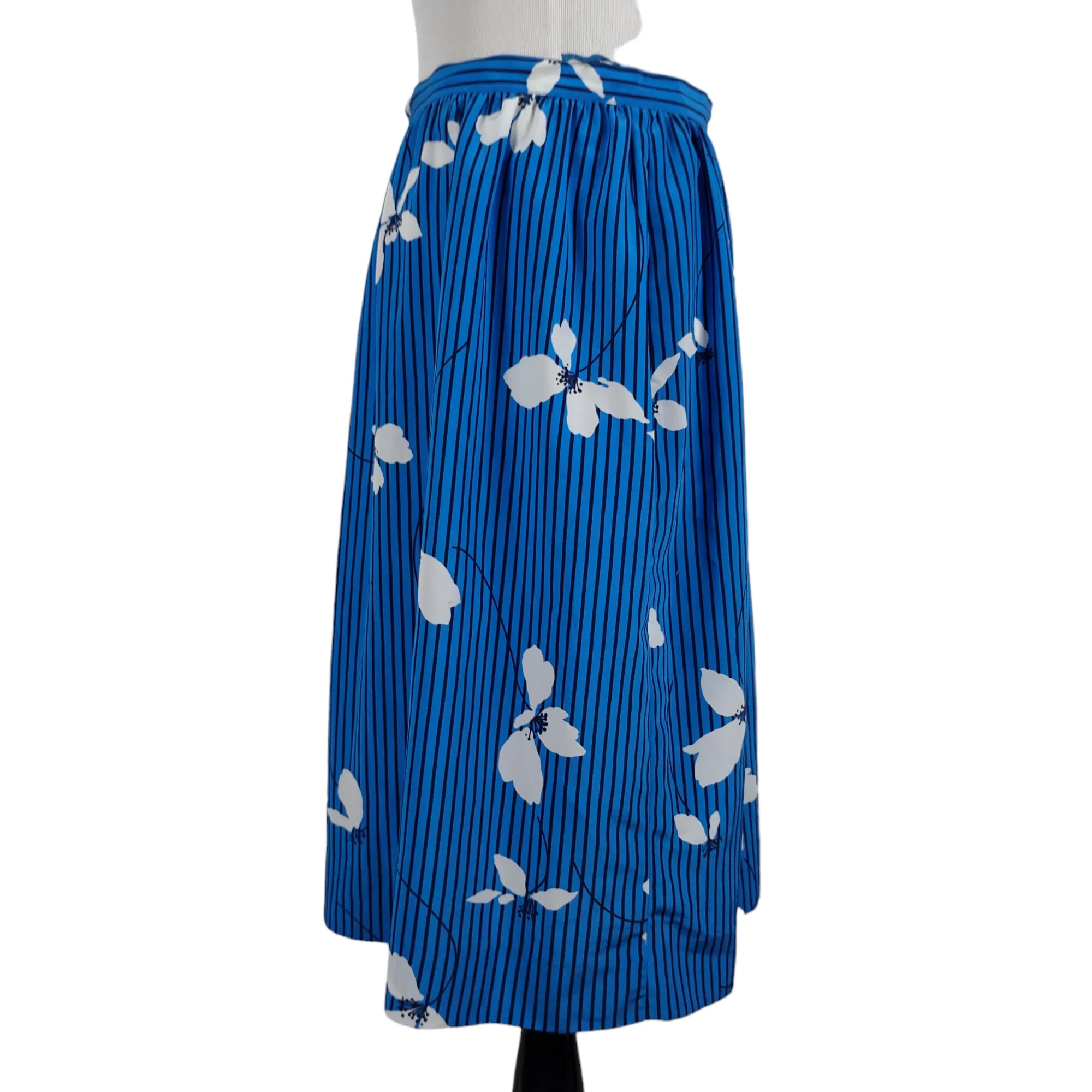 90s Striped Floral Midi Skirt Set Short Sleeve Boxy By Executive Dress for Albert Nipon - Image 10