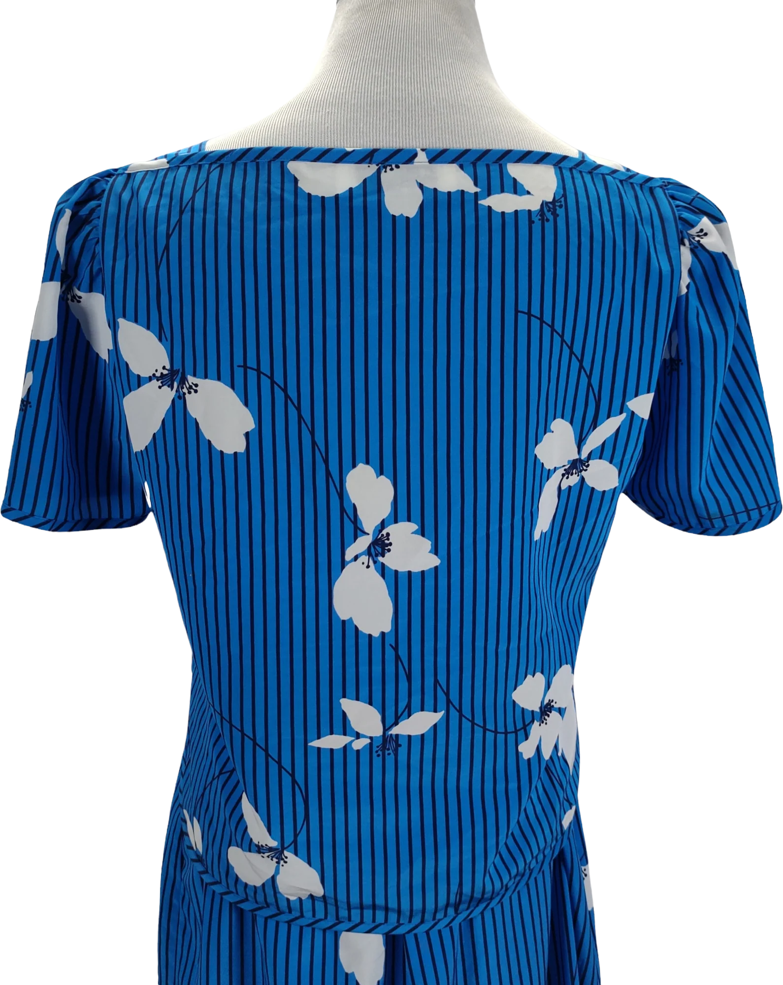 90s Striped Floral Midi Skirt Set Short Sleeve Boxy By Executive Dress for Albert Nipon - Image 2