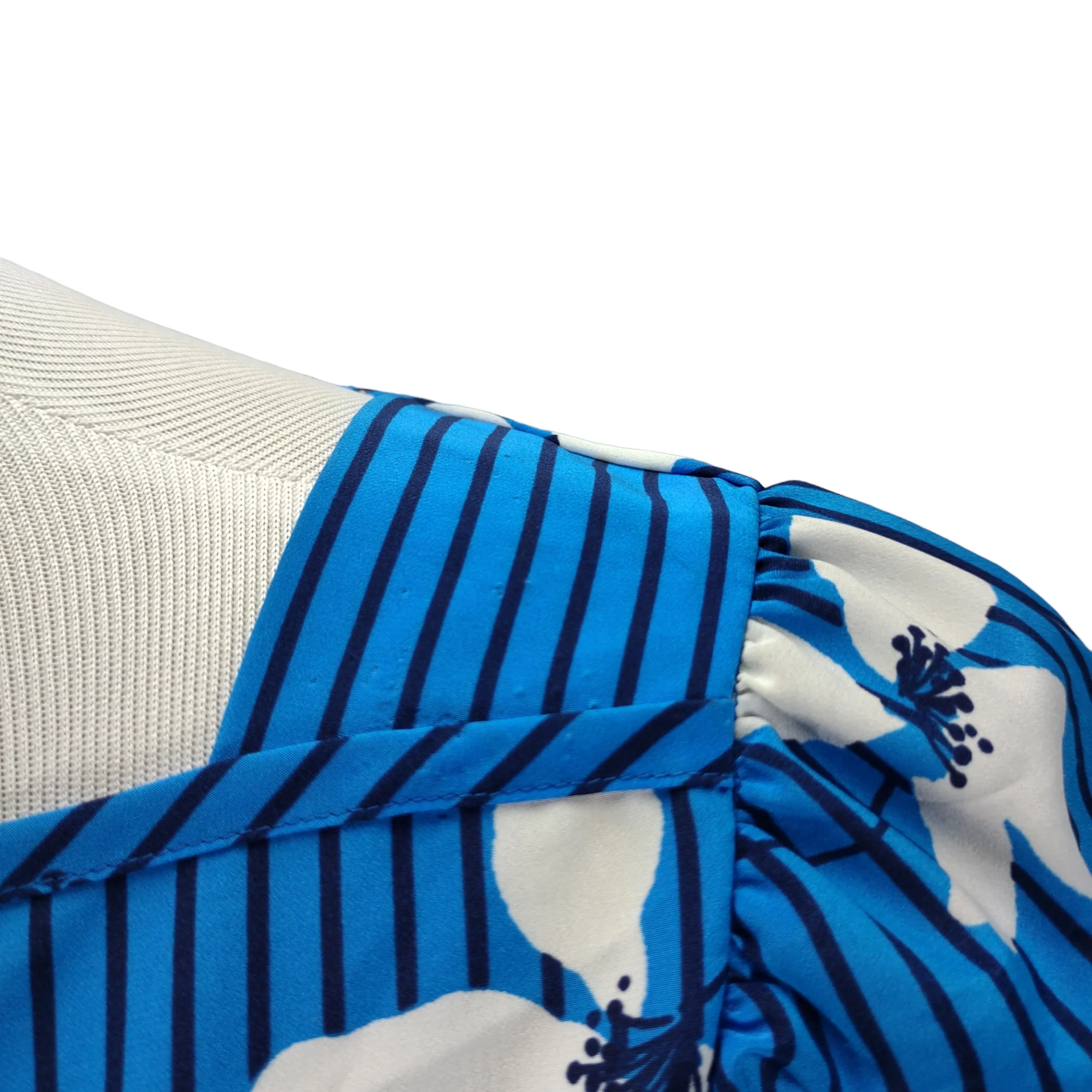 90s Striped Floral Midi Skirt Set Short Sleeve Boxy By Executive Dress for Albert Nipon - Image 4