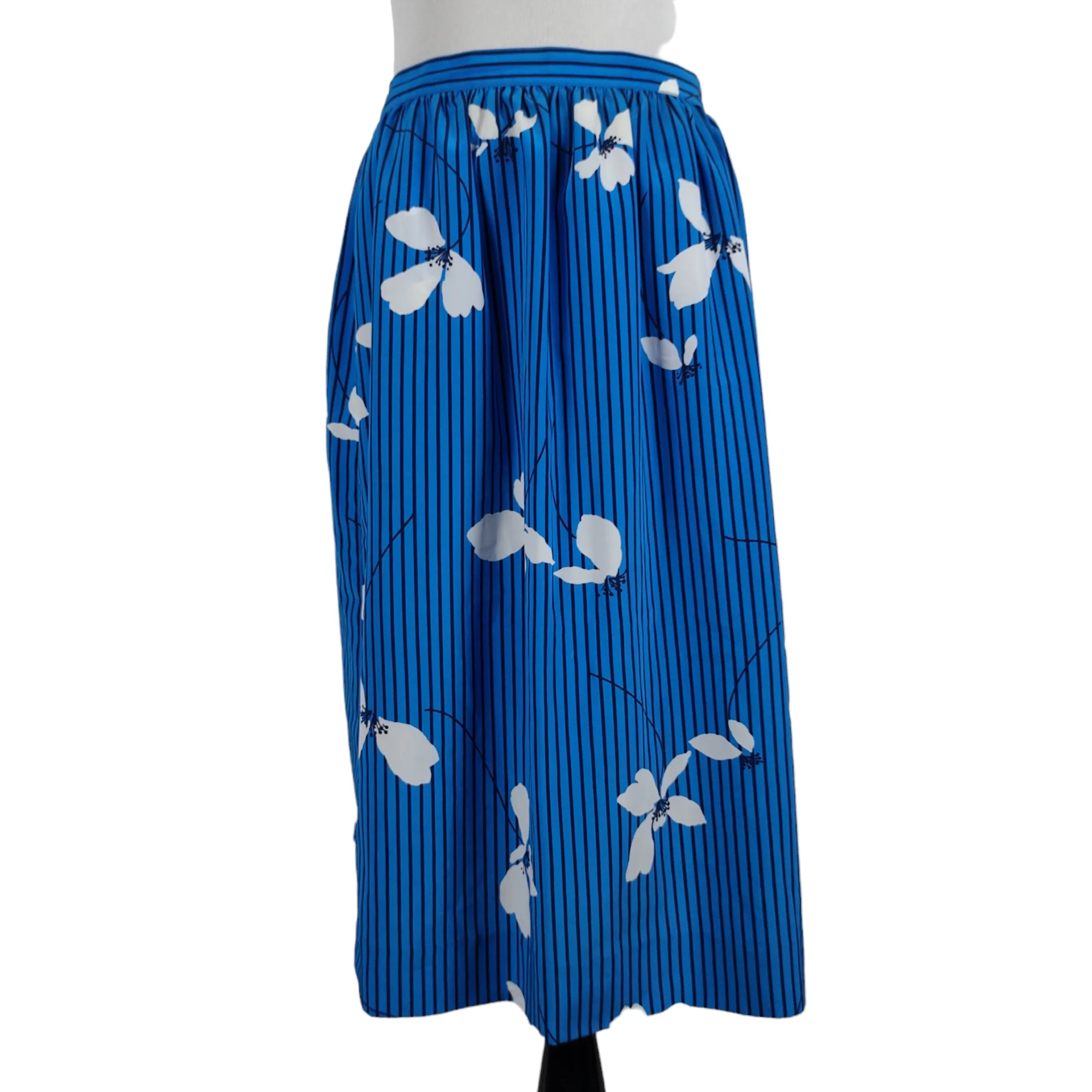 90s Striped Floral Midi Skirt Set Short Sleeve Boxy By Executive Dress for Albert Nipon - Image 9