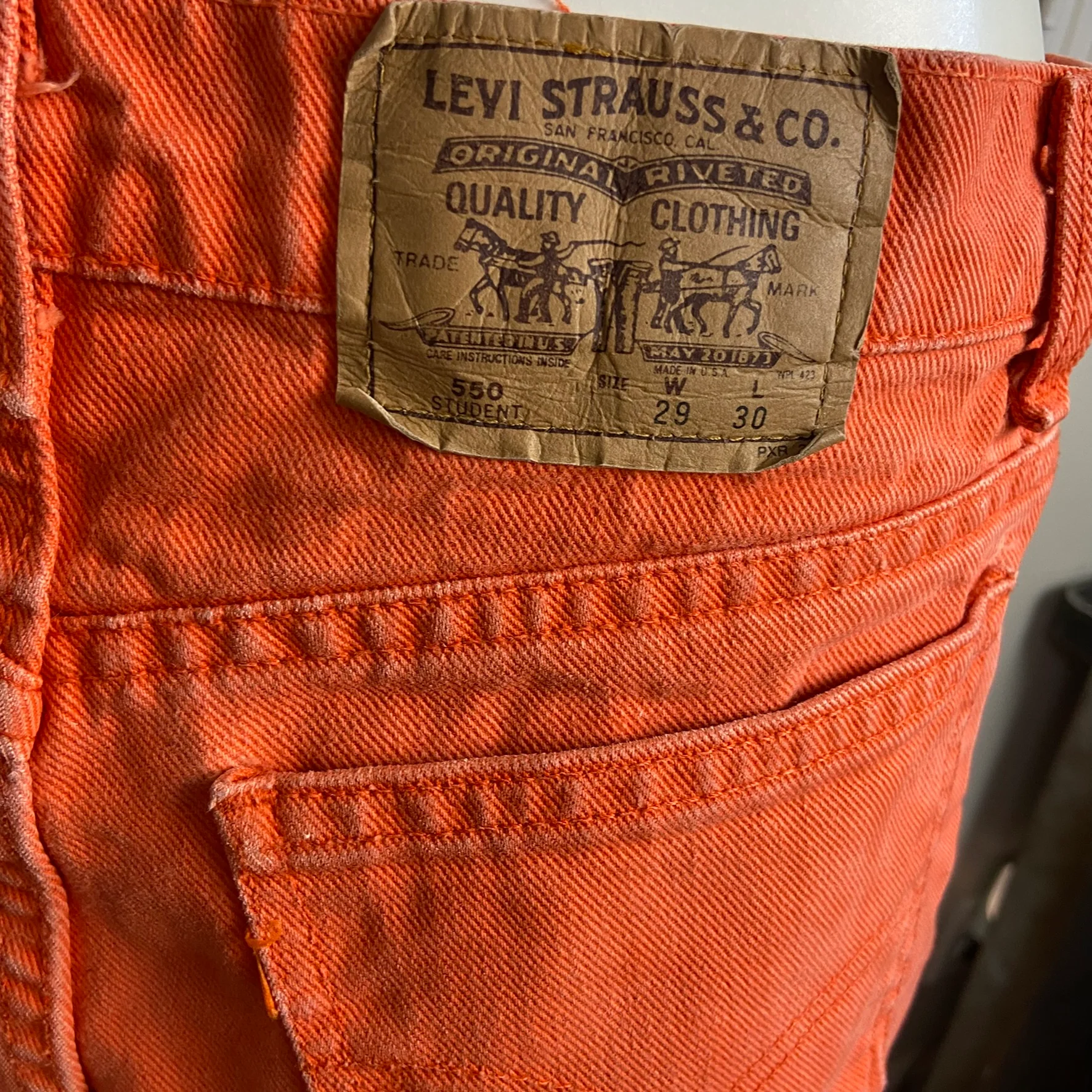 90s Student 550 Orange Cut-off Shorts Usa 28/29" By Levi's - Image 6