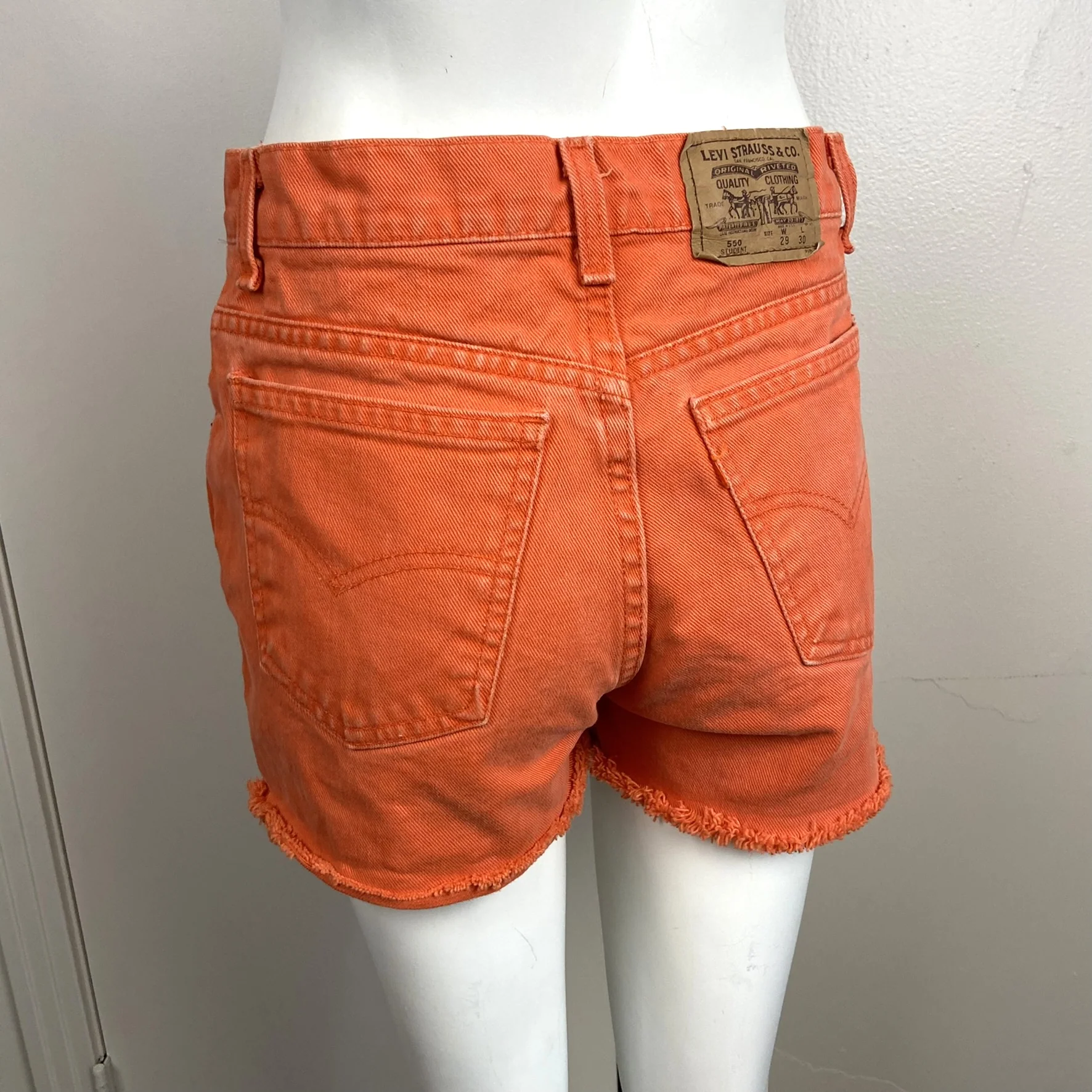 90s Student 550 Orange Cut-off Shorts Usa 28/29" By Levi's - Image 7