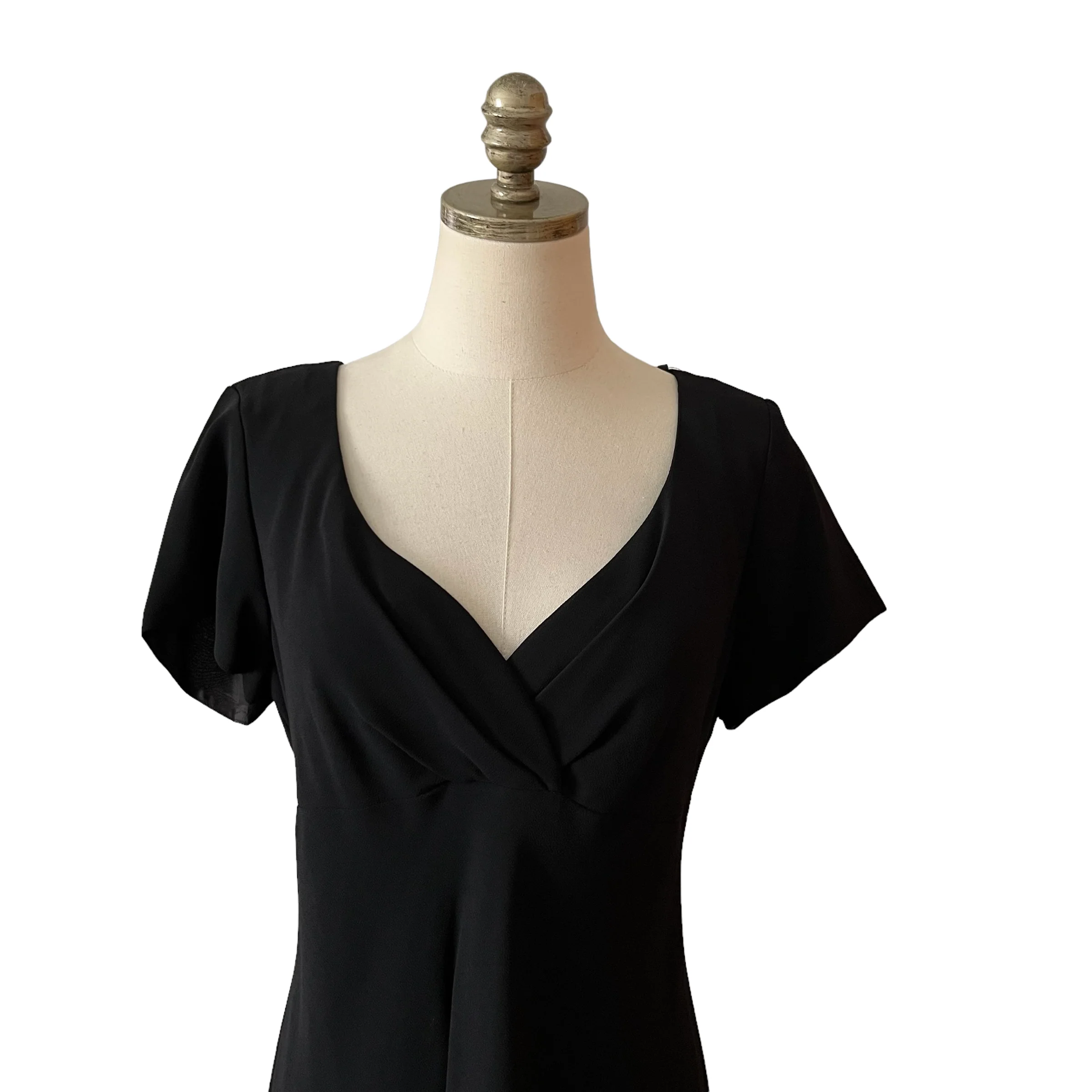 90s Sweetheart Neck Empire Waist Black Dress By Hampton Nights - Image 3