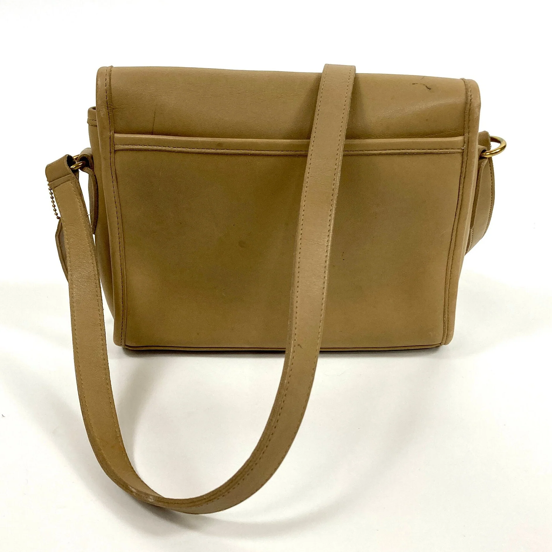 90s Tan Coach Crossbody Bag Distressed Devon 9908 Coach Leather Flap Messenger Purse Coach Saddle Bag Vintage Brass Bag by Coach - Image 7