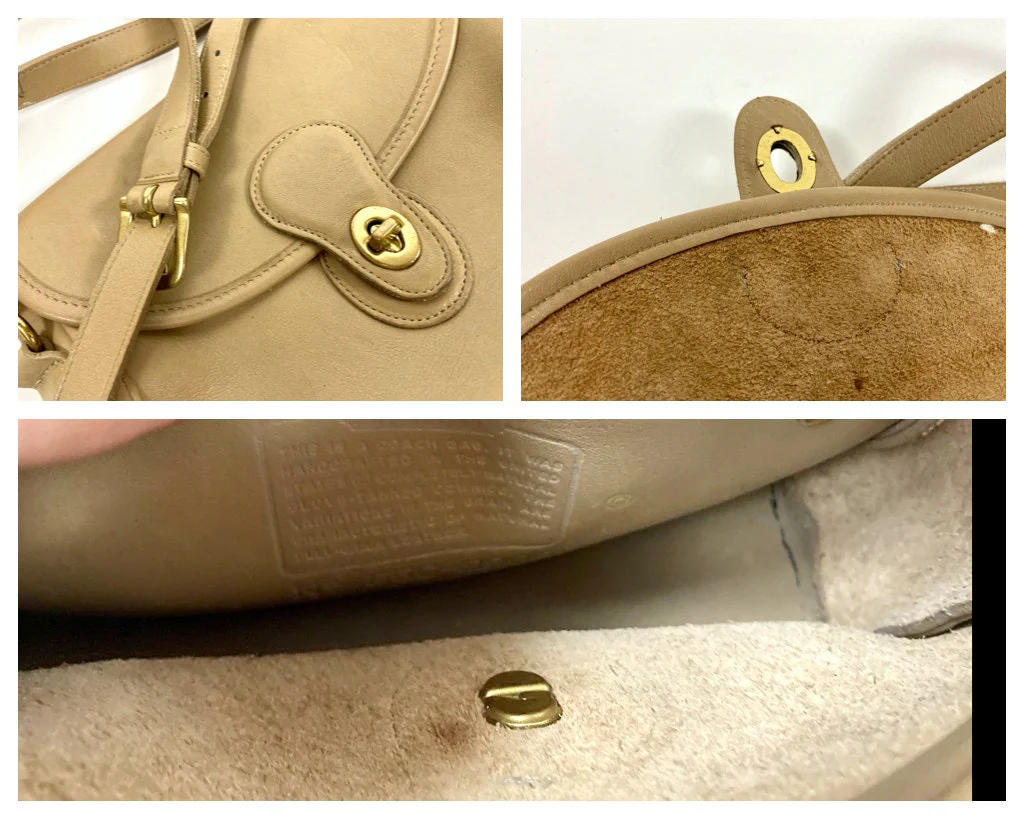 90s Tan Coach Crossbody Bag Distressed Devon 9908 Coach Leather Flap Messenger Purse Coach Saddle Bag Vintage Brass Bag by Coach - Image 9