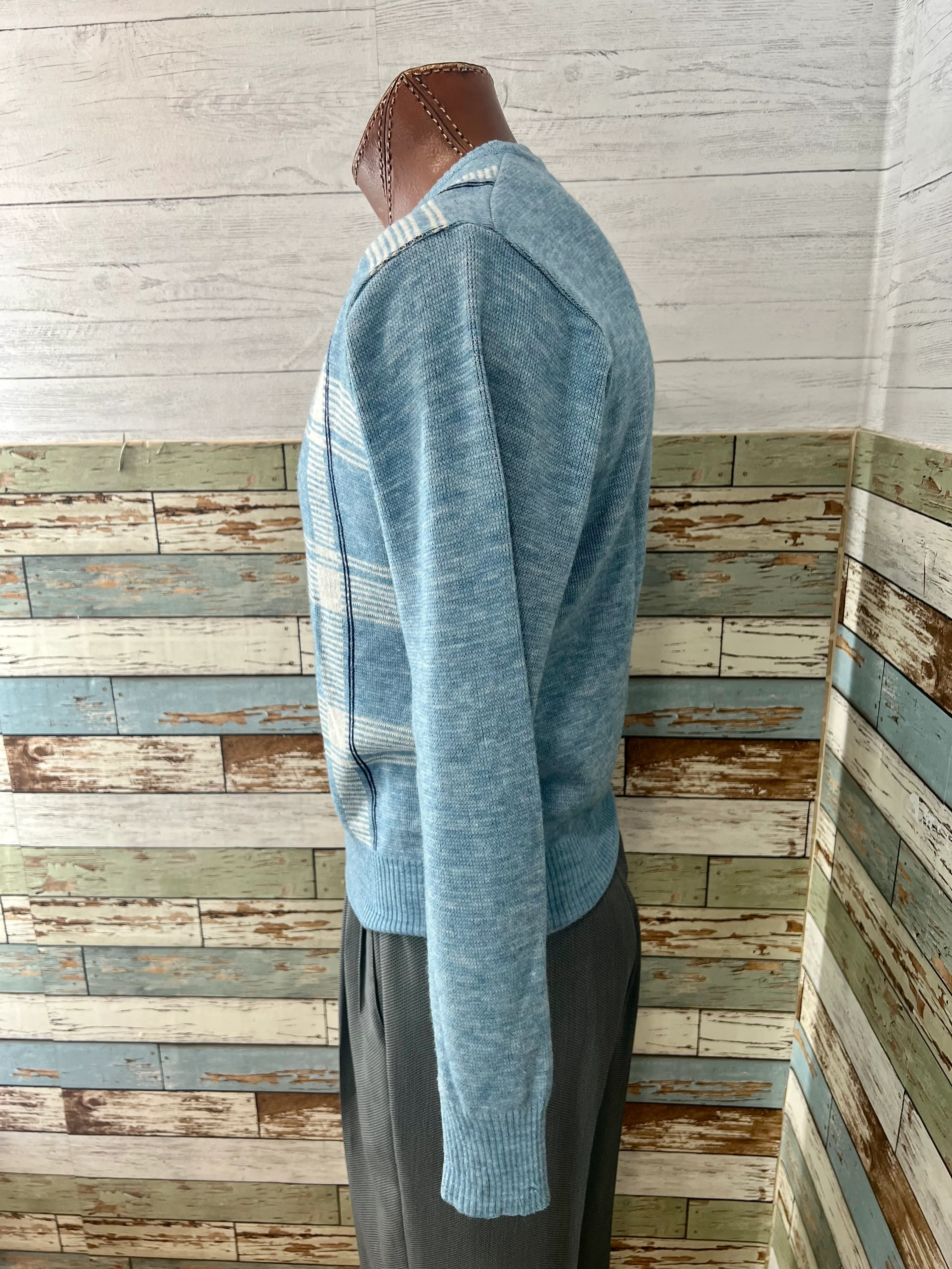 90s Men Tartan V-neck Sweater By Kings Sport - Image 6
