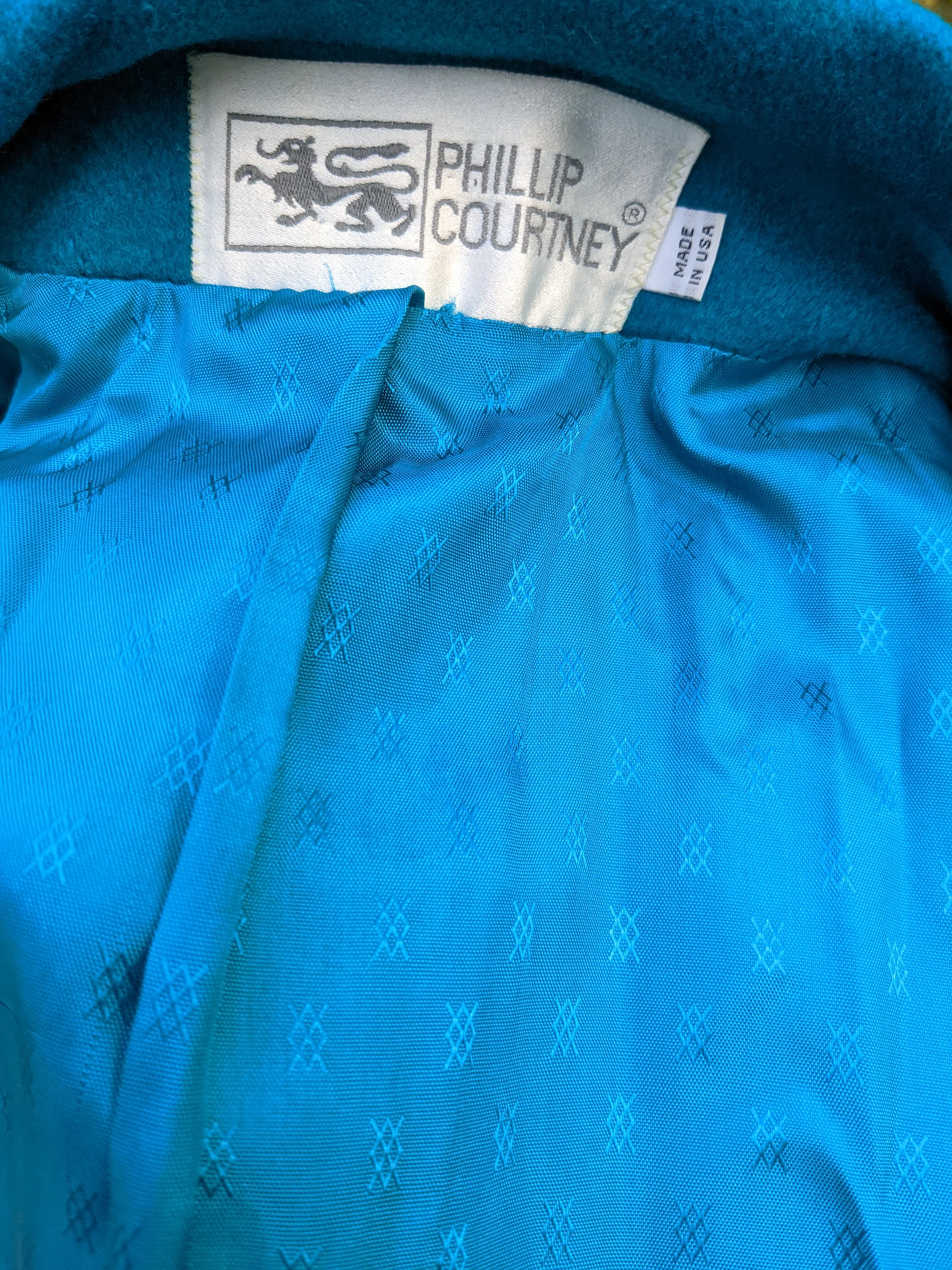 90s Teal And Black Double Breasted Wool Coat By Phillip Courtney - Image 6