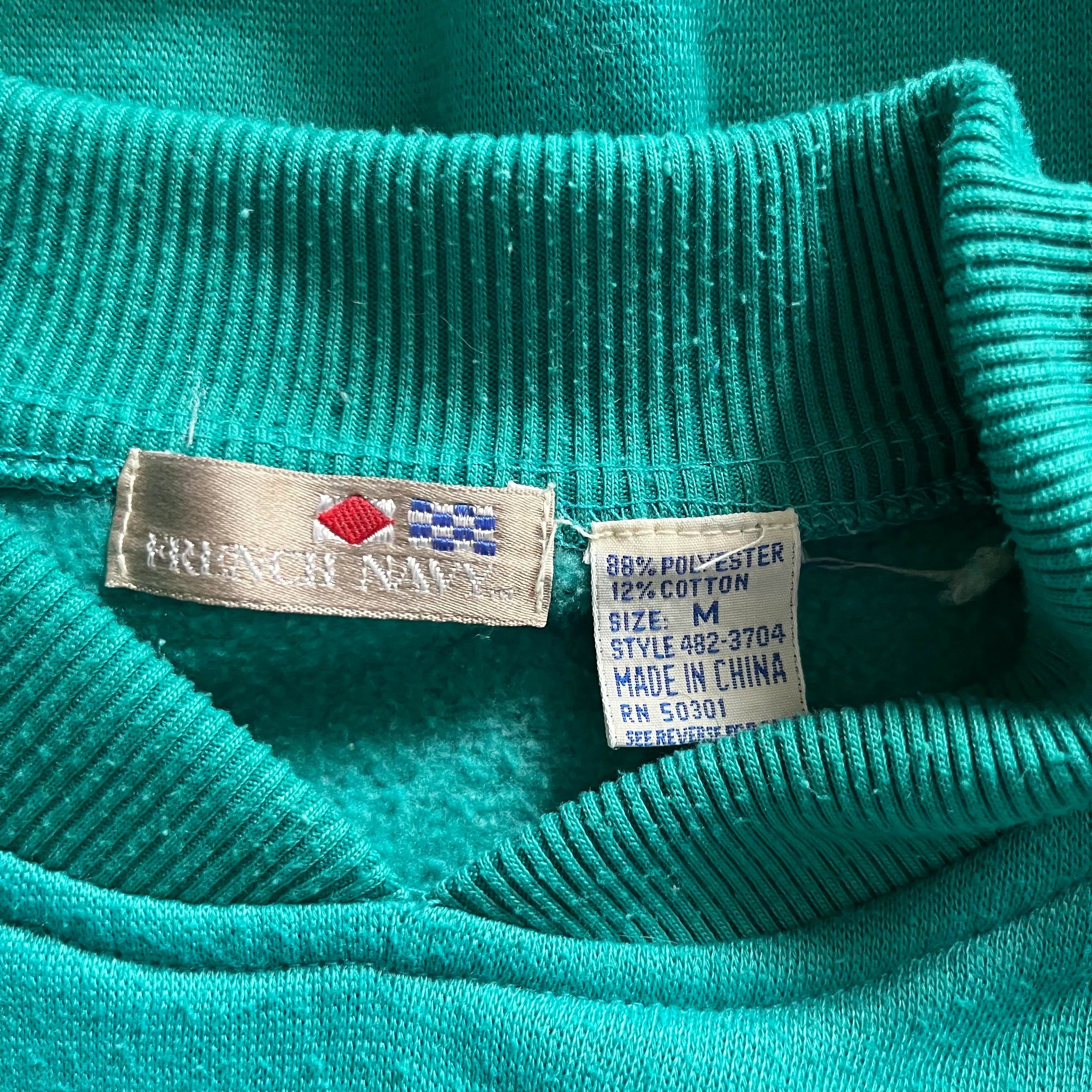 90s Teal Green Embroidered Floral Sweatshirt By French Navy - Image 5