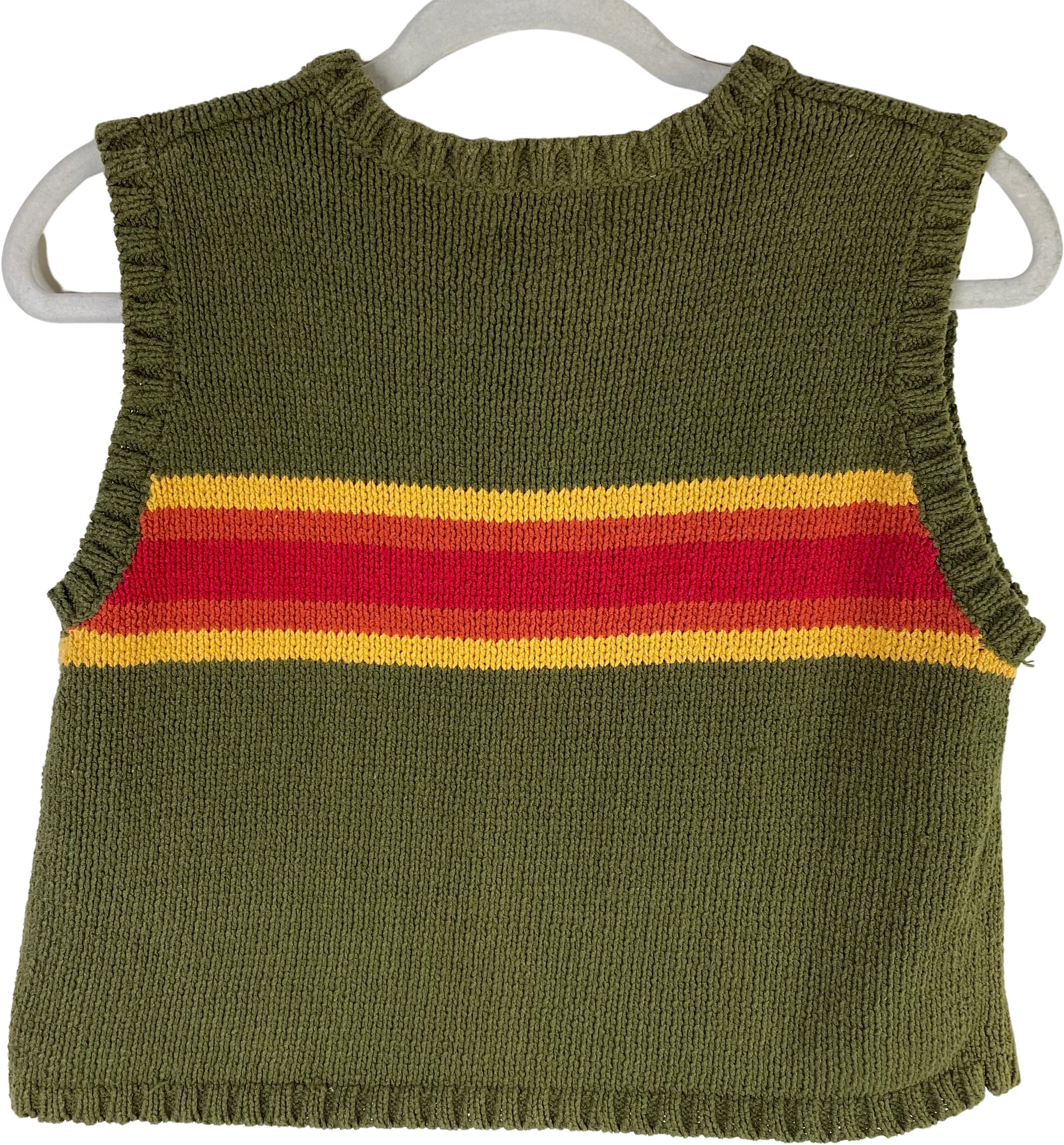 90s The Limited Green And Striped Crop Sweater Vest By Limited America - Image 2