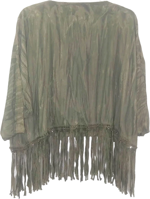 90s Tie Dye Beaded Fringe Hem Crop Top By Risky - Image 2