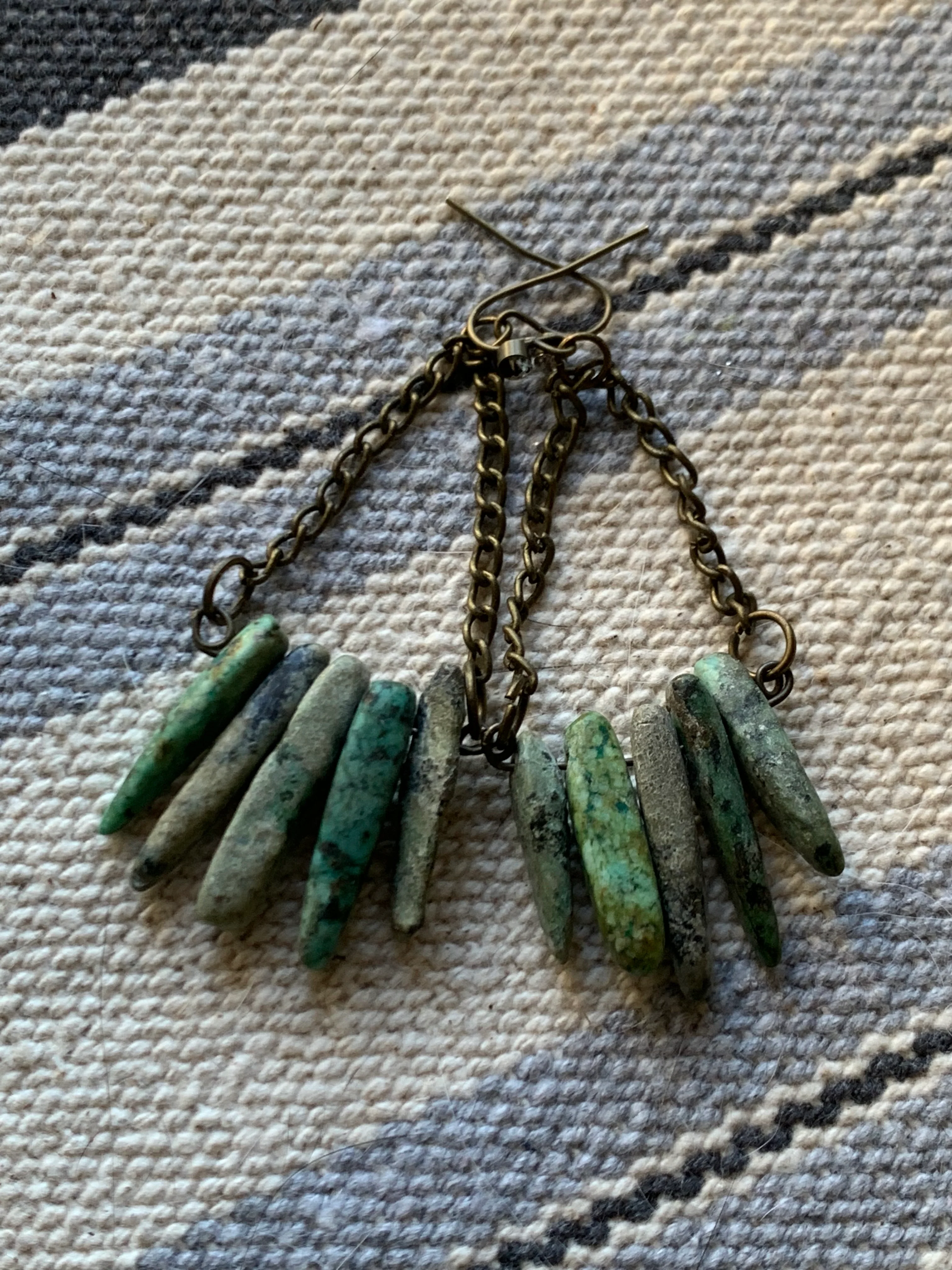 90s Torquoise Gemstone Dangle Chandelier Earrings - Image 10