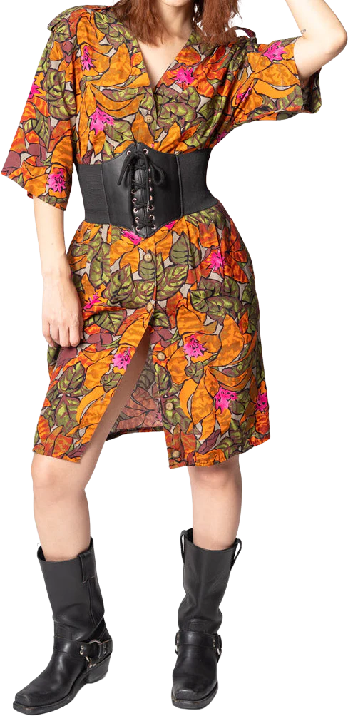 90s Tropical Rayon Dress by Michele Stewart