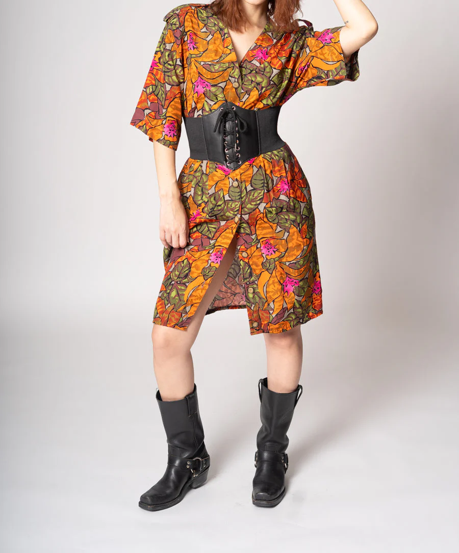 90s Tropical Rayon Dress by Michele Stewart - Image 2