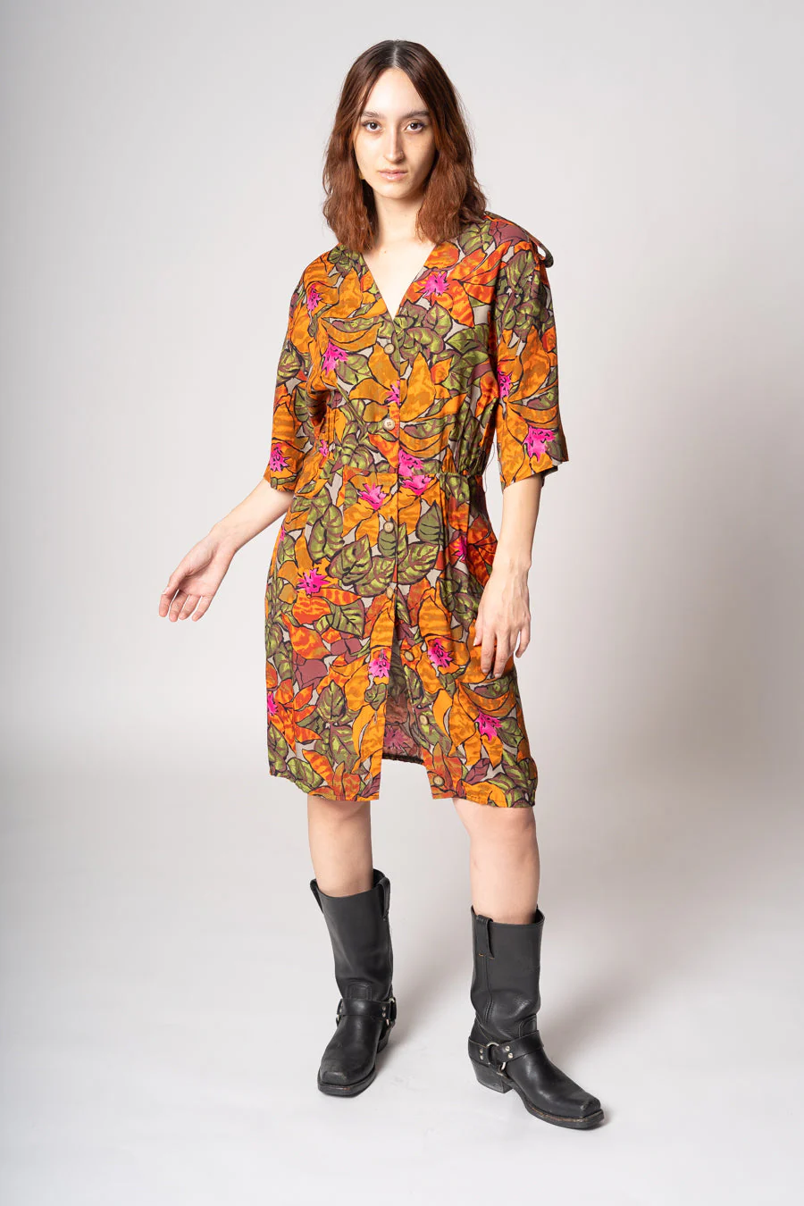 90s Tropical Rayon Dress by Michele Stewart - Image 9
