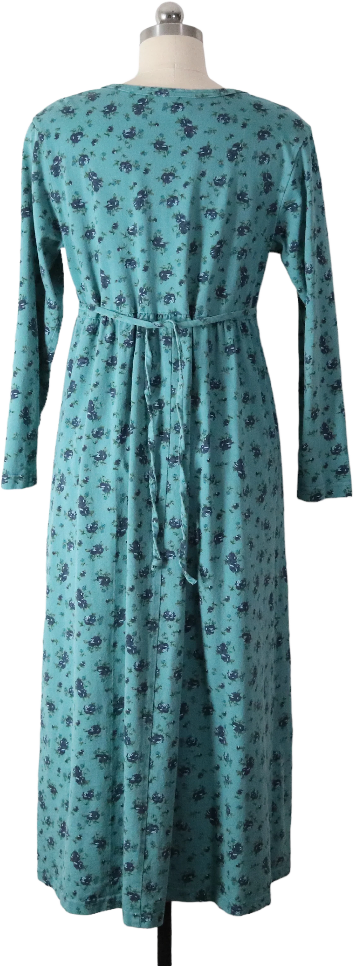 90s Turquoise Rose Floral Cotton Knit Maxi Dress By Varsity Sport - Image 2