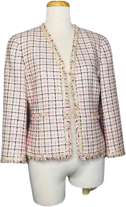 90s Tweed Blazer with Mother of Pearl Buttons Vintage Made In Hong Kong by Carlisle
