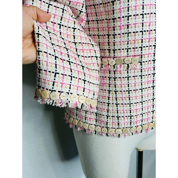 90s Tweed Blazer with Mother of Pearl Buttons Vintage Made In Hong Kong by Carlisle - Image 10