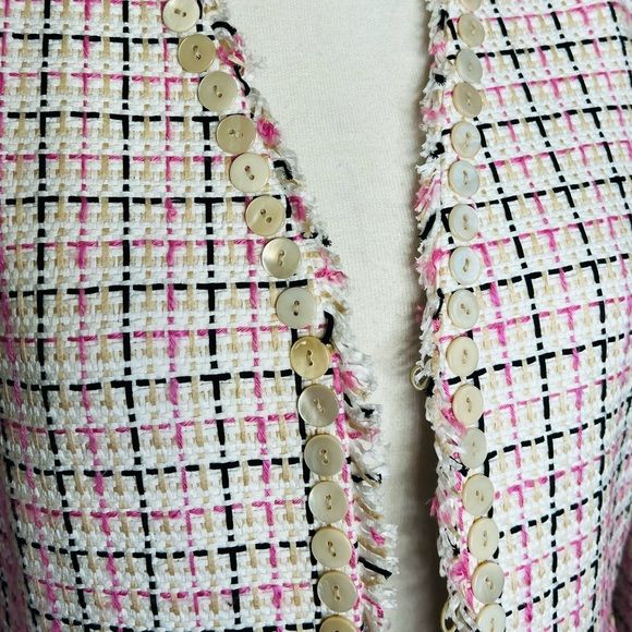 90s Tweed Blazer with Mother of Pearl Buttons Vintage Made In Hong Kong by Carlisle - Image 13