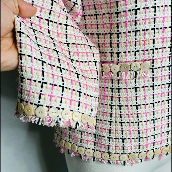 90s Tweed Blazer with Mother of Pearl Buttons Vintage Made In Hong Kong by Carlisle - Image 14